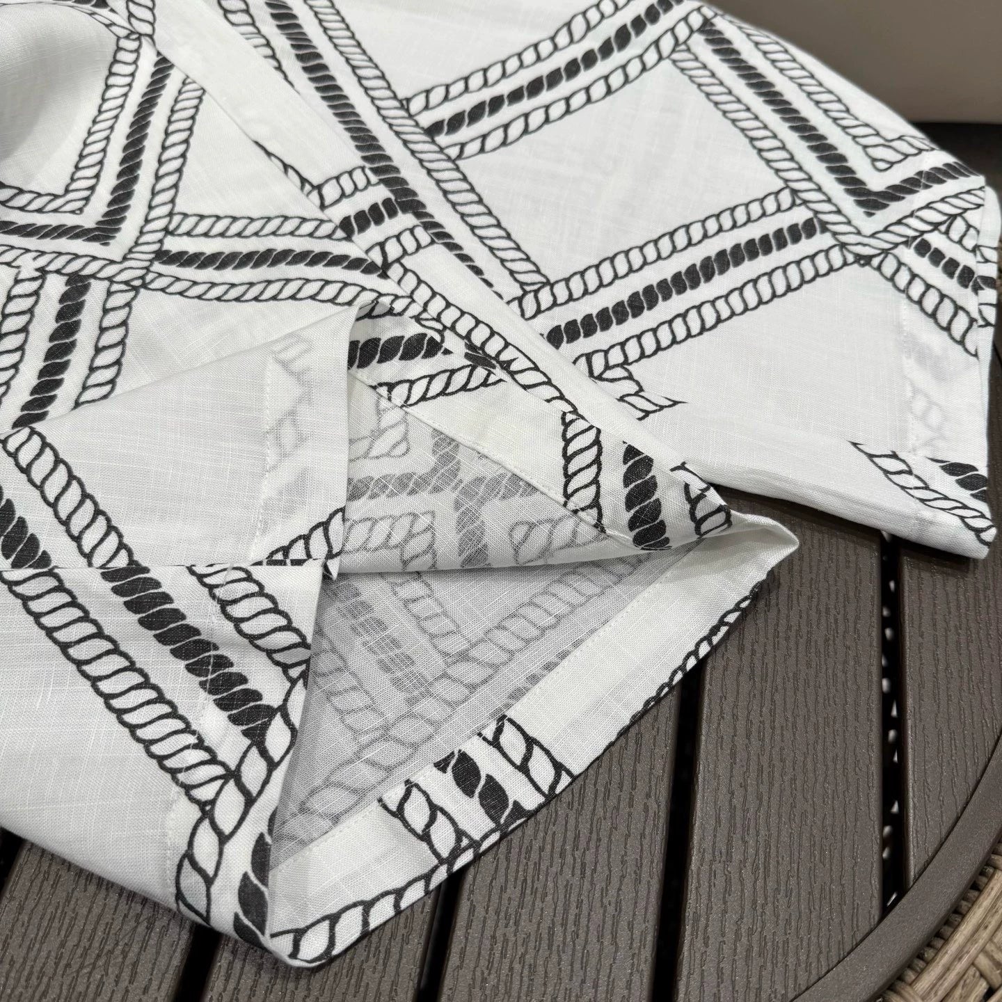 H 25 Summer Vintage Chain Print Linen Loose Trousers