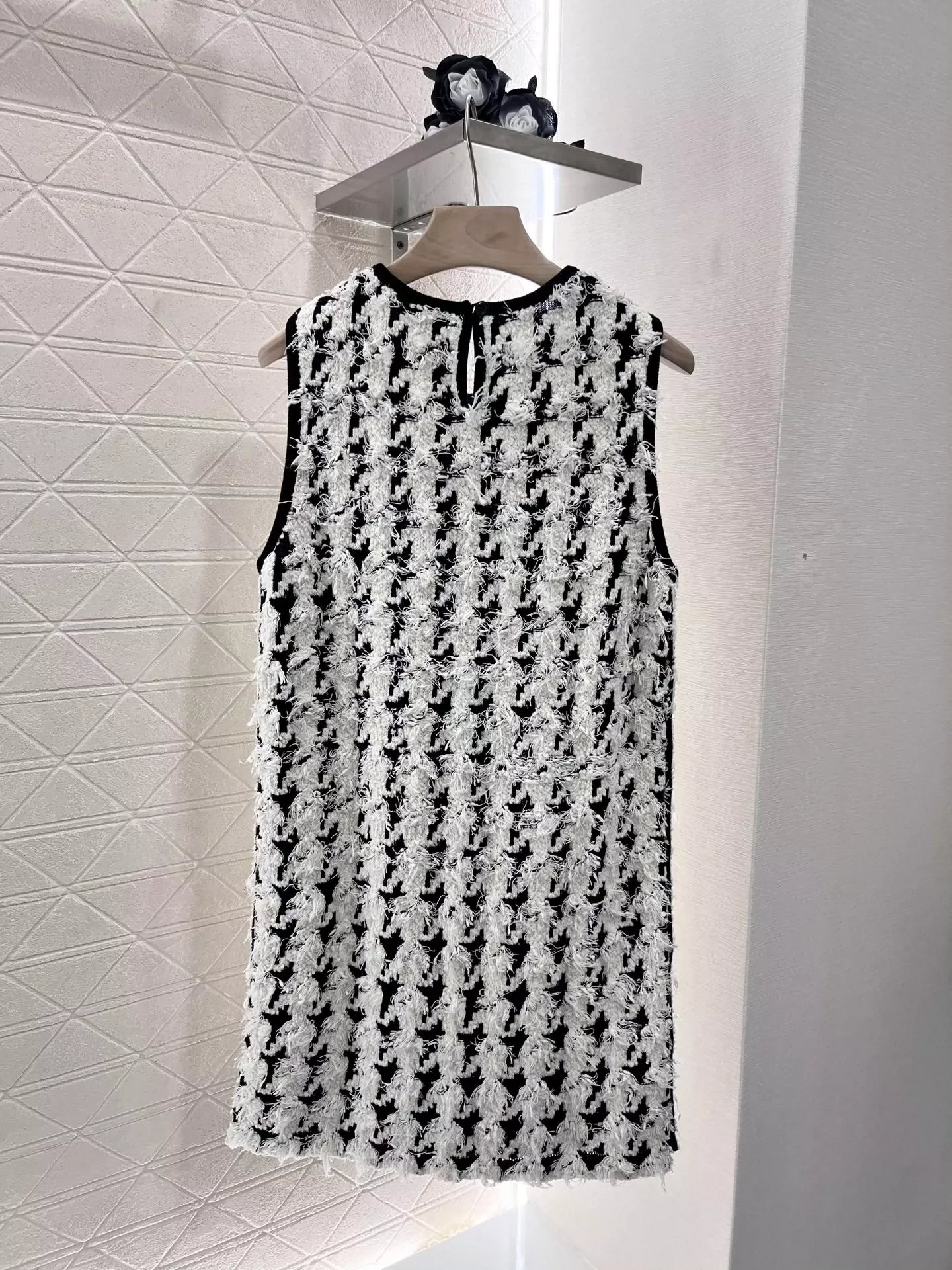 2025 New Arrivals Houndstooth Knitted Vest Dress