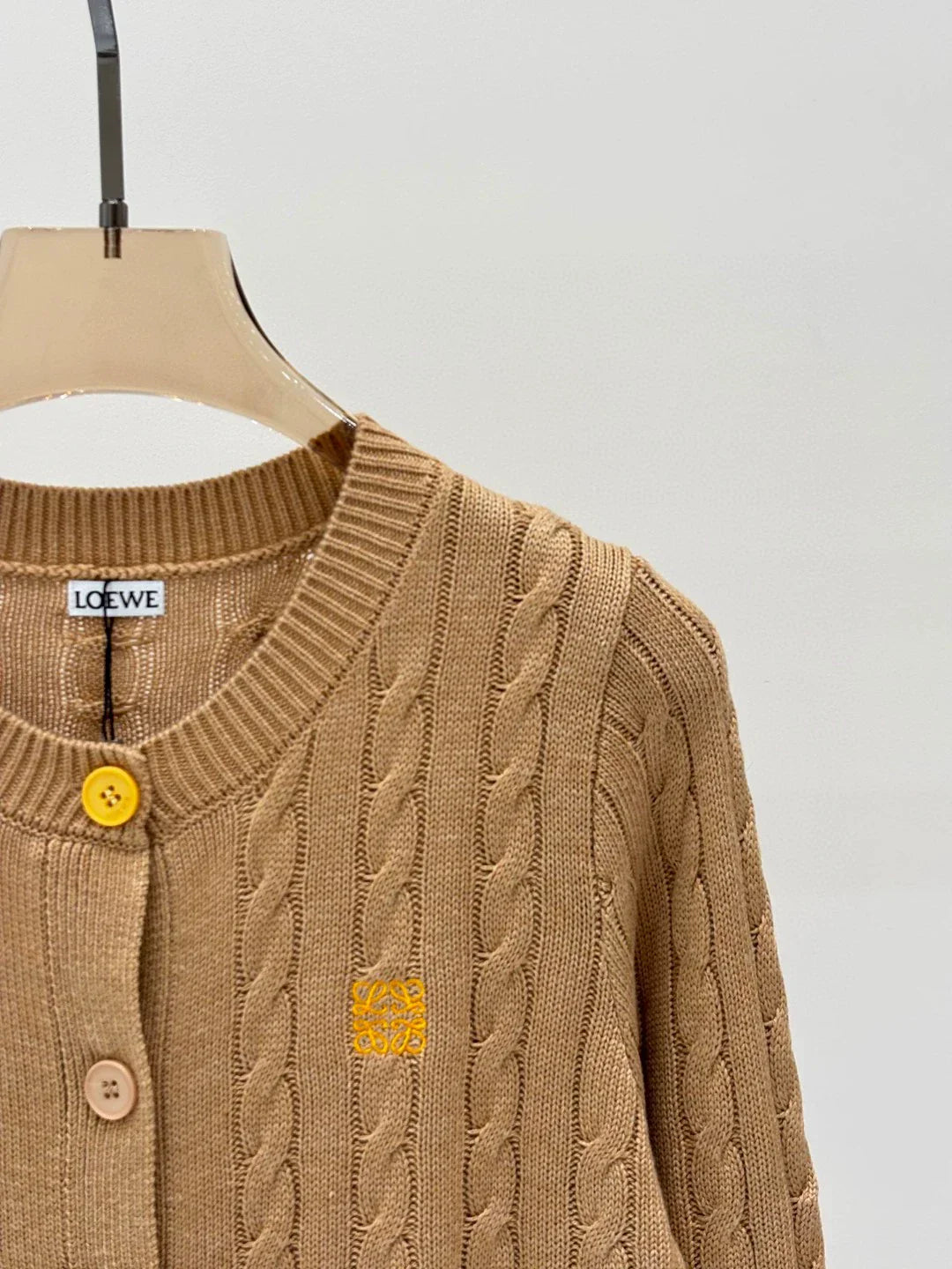 LO 25 Spring and Summer New Round Neck Letter Logo Embroidered Button Knitted Cardigan