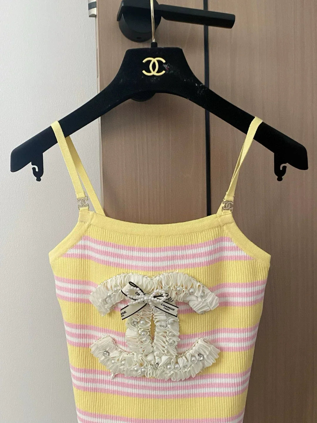 C 25 New Striped bow knit camisole