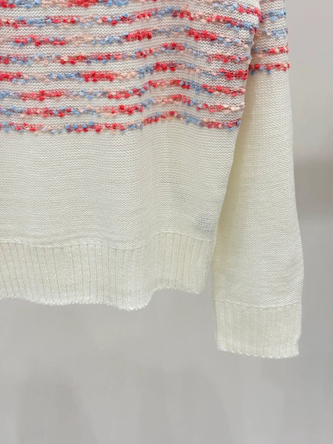CE 25 Spring and Summer New Round Neck Letter Logo Logo Stripe Mixed Color Knitted Long Sleeve