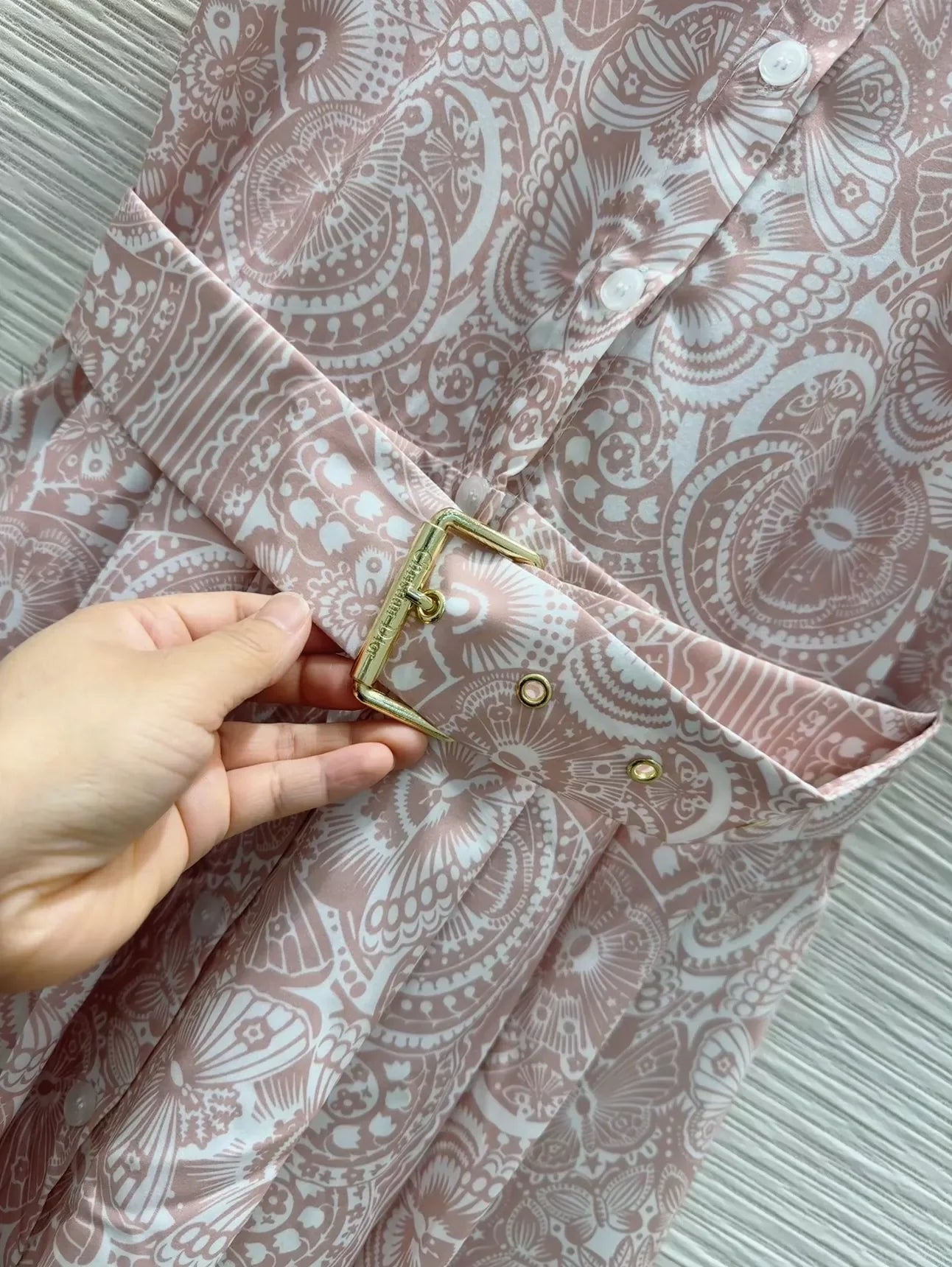 D 25 New Printed Belt Single Breasted Lapel Short Sleeve Dresses