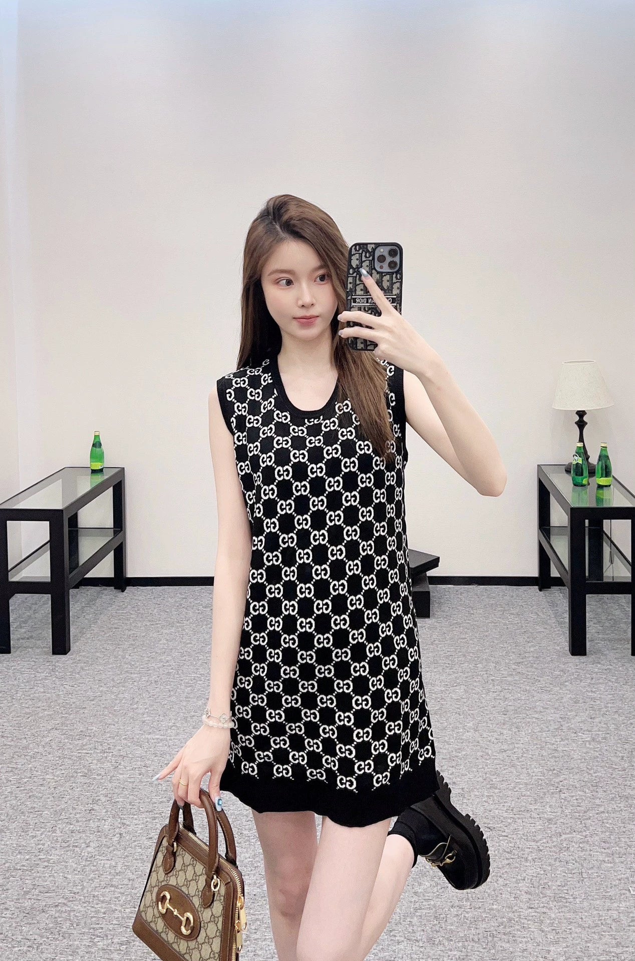G 25 Reversible jacquard knitted vest dress