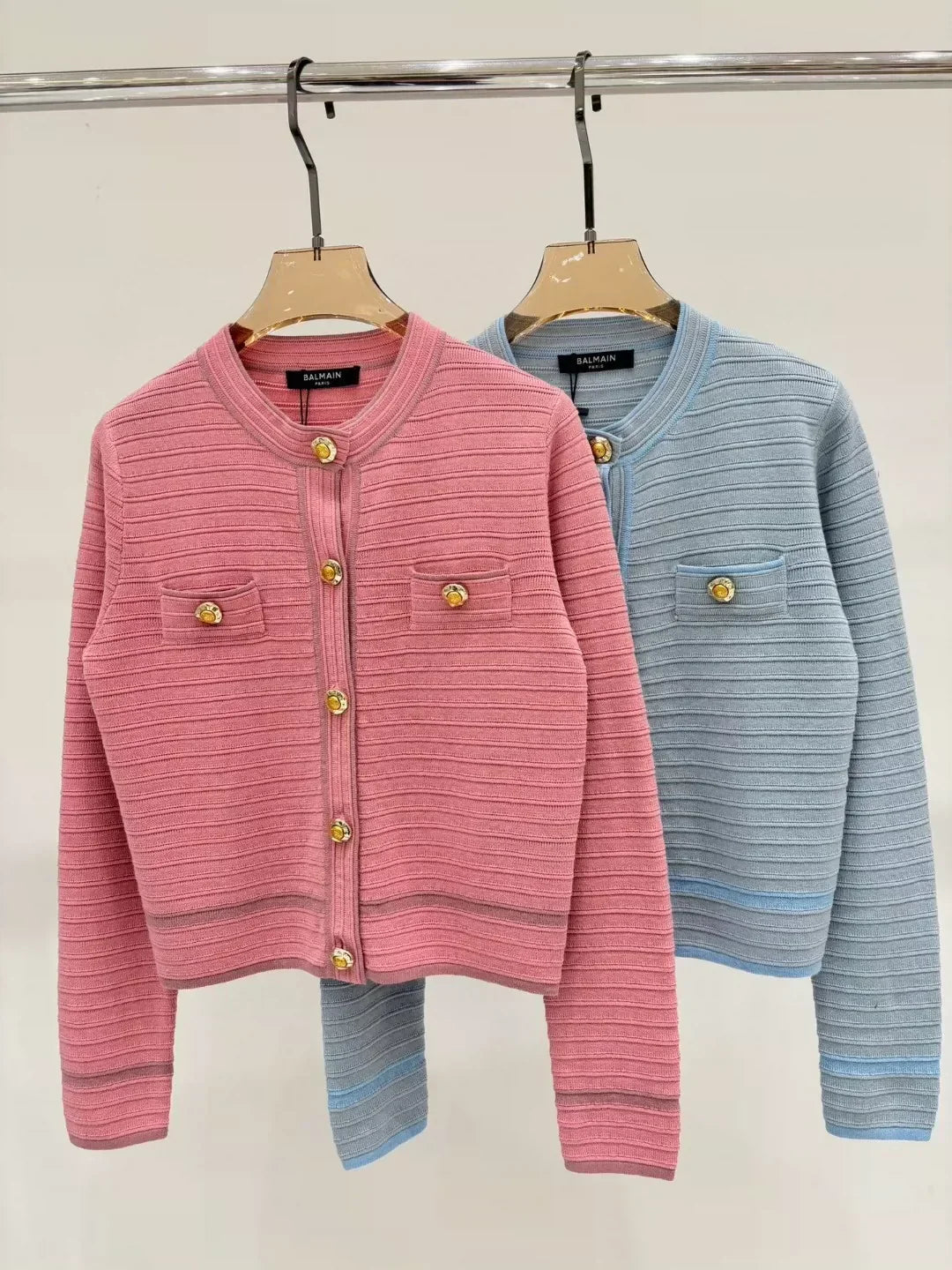 25 Spring and Summer new V-neck irregular metal button simple casual knitted cardigan