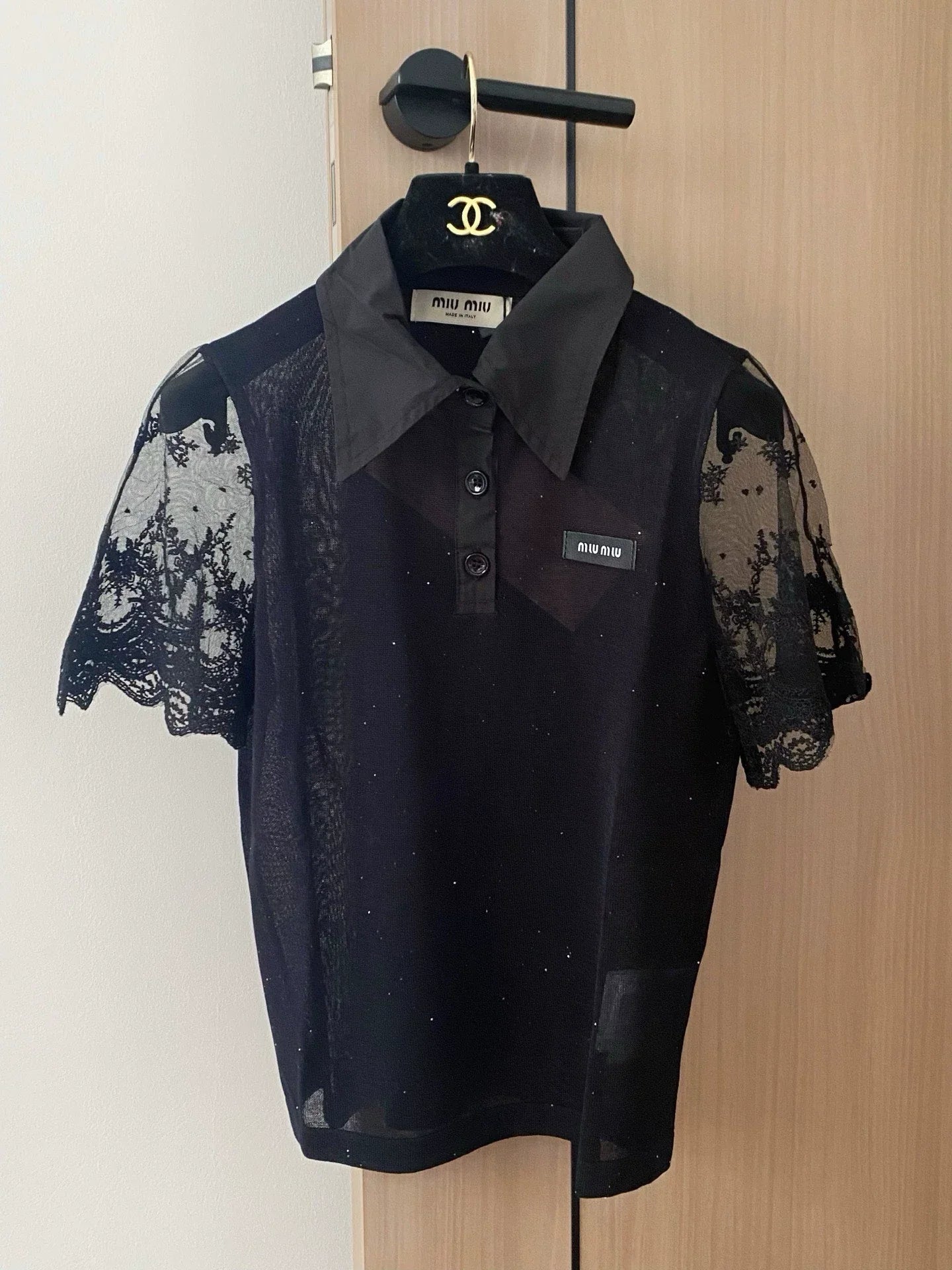M 25 Spring/Summer Lace See-Through Sleeve Short Sleeve
