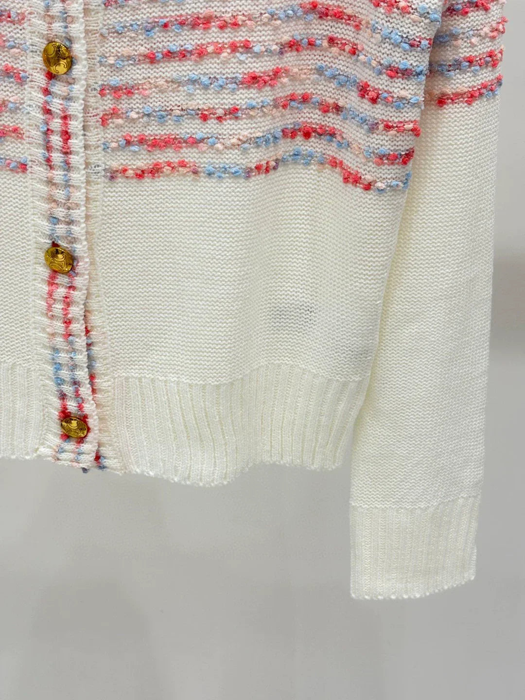 CE 25 Spring and Summer new round neck letter logo logo stripe mixed color knitted cardigan