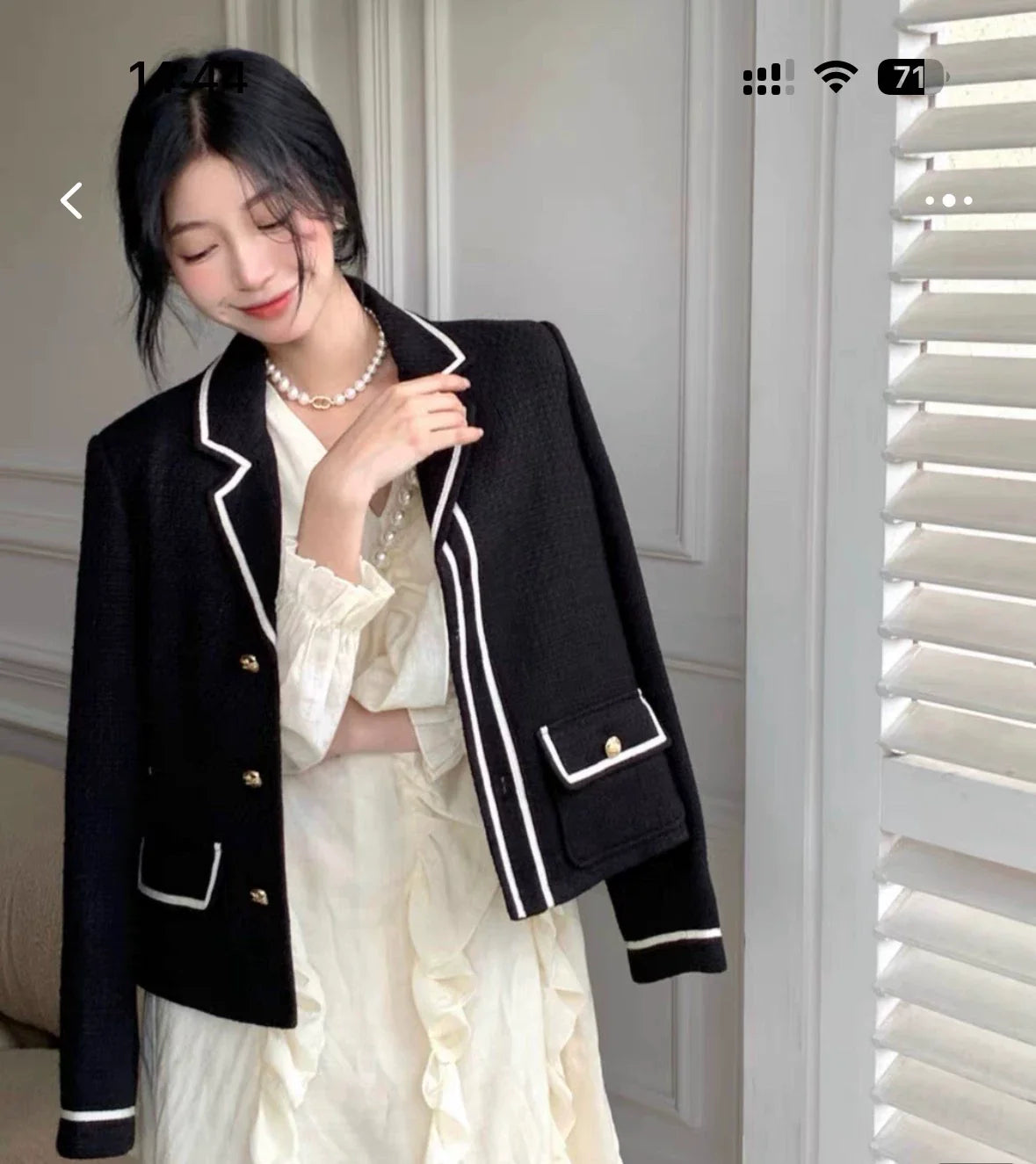 25 Spring New Black and White Classic Wool Jacket