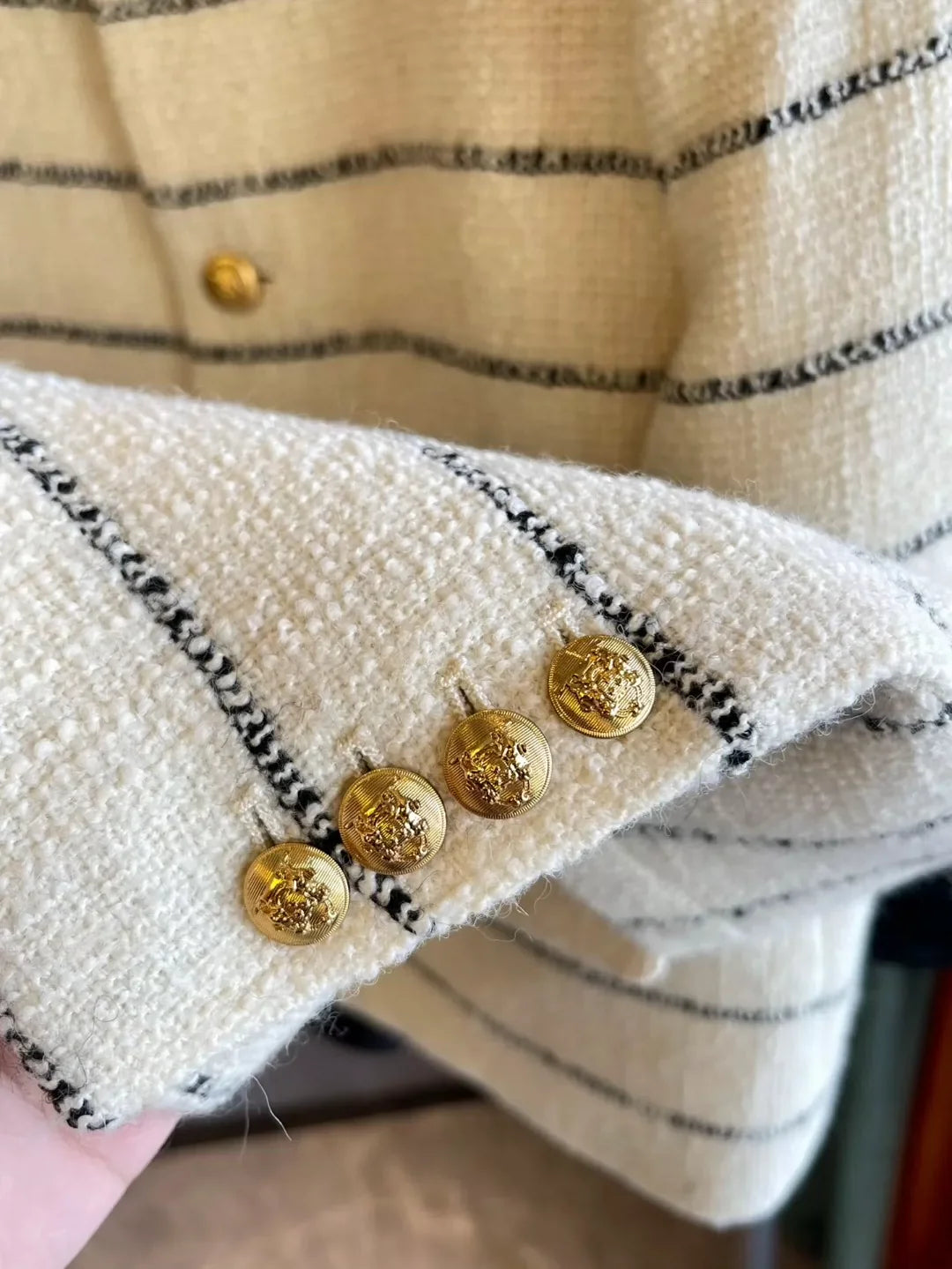 25 Spring new striped tweed wool jacket