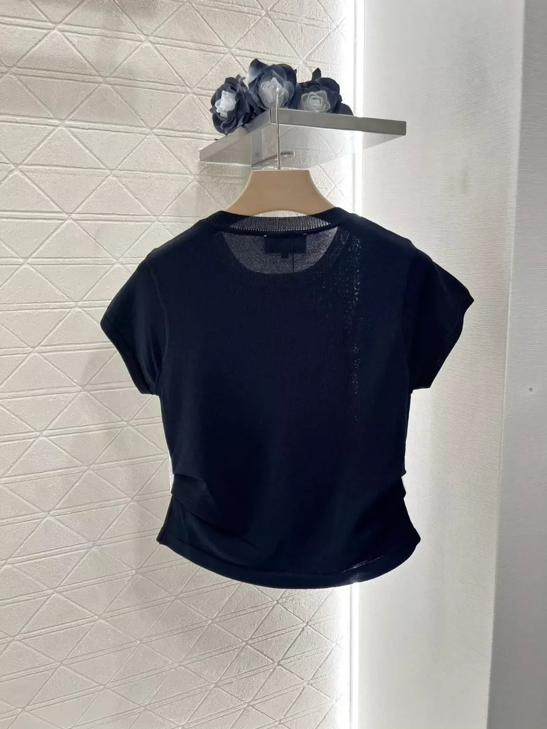 25 Spring and Summer New Lace Fake Two-piece Knit Top