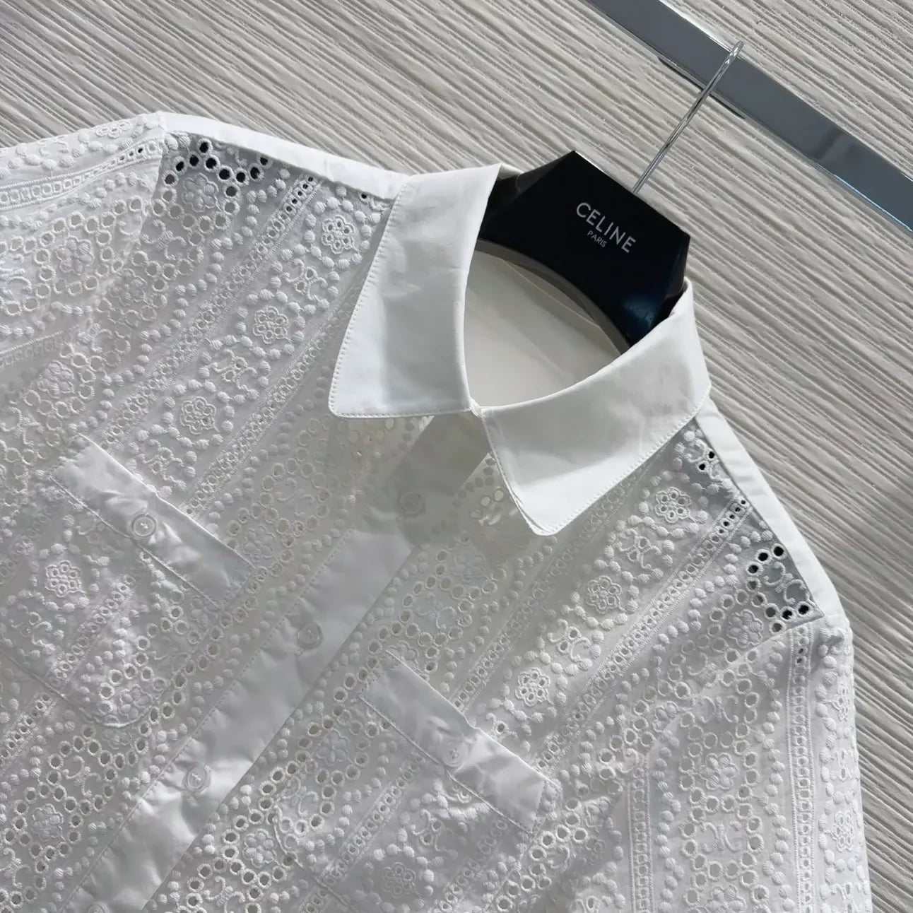 Ce 25 new water-soluble lace pocket lapel short-sleeved shirt