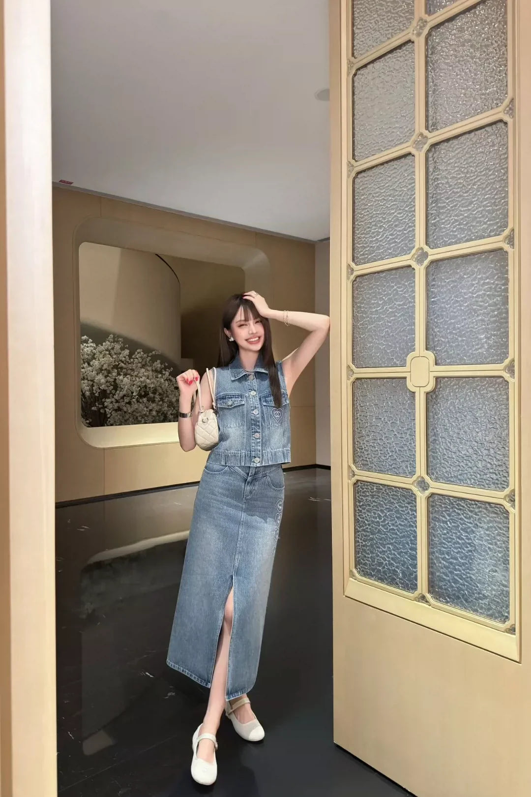 C 25 New Denim Half Skirt