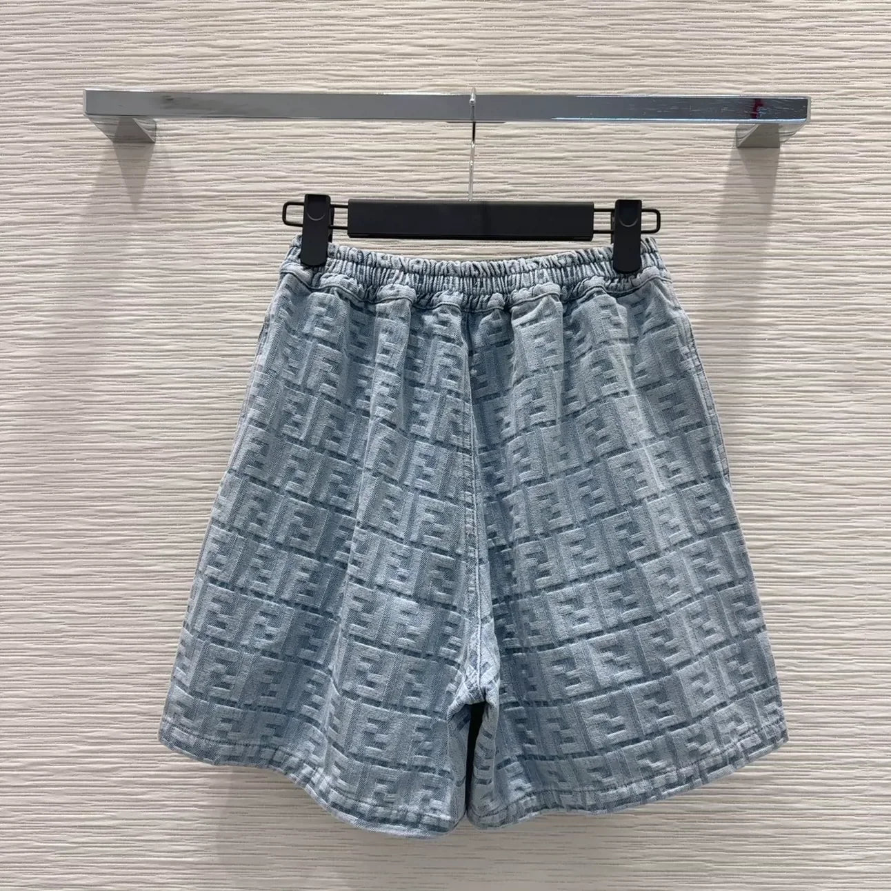 F 25 New monogrammed jacquard denim shorts