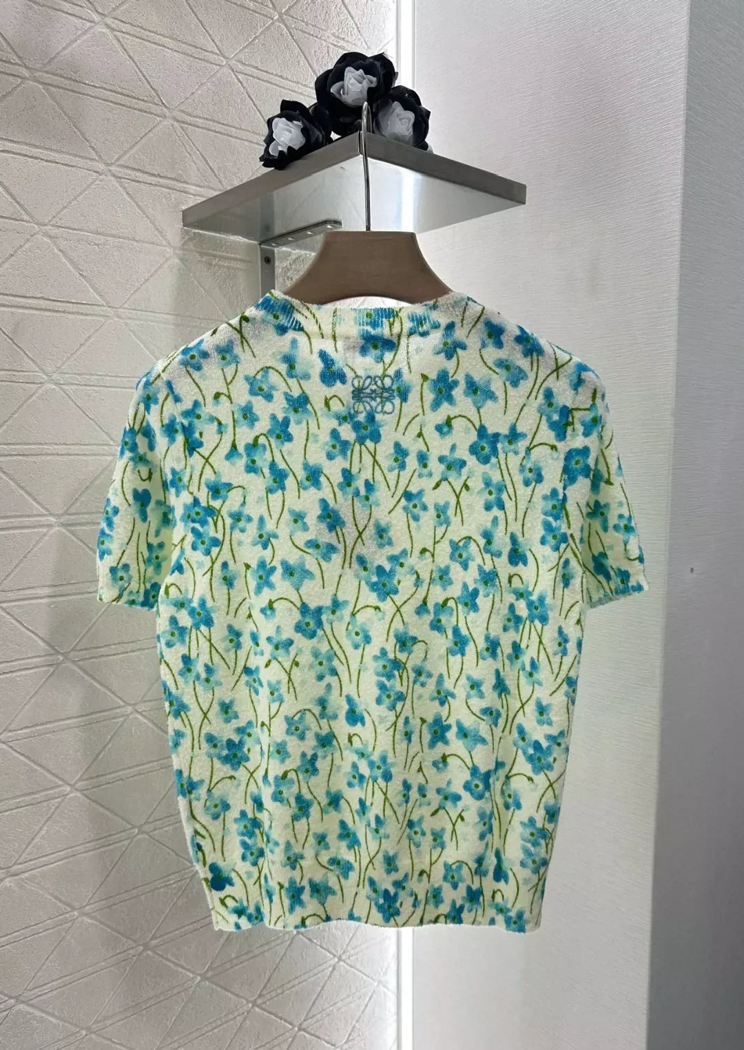 LO 25 spring/summer new floral knit short-sleeve blouse