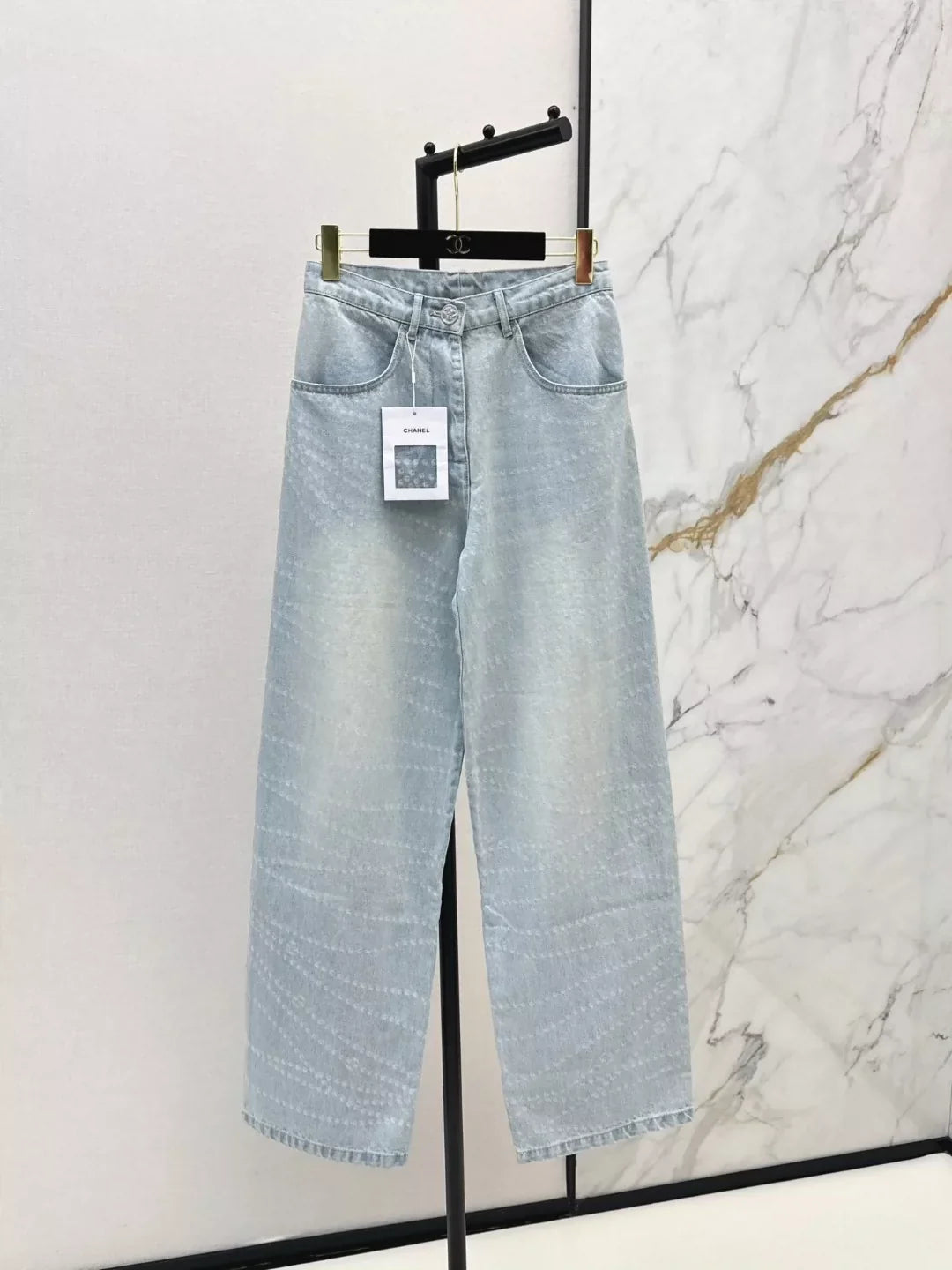 C 25 Latest Style Pearl Chain Wide Leg Jeans