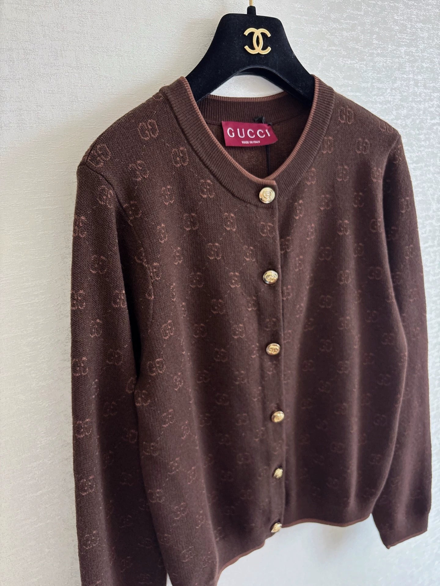 25 Early Spring New Round Neck Letter Jacquard Full Print Casual Knitted Cardigan