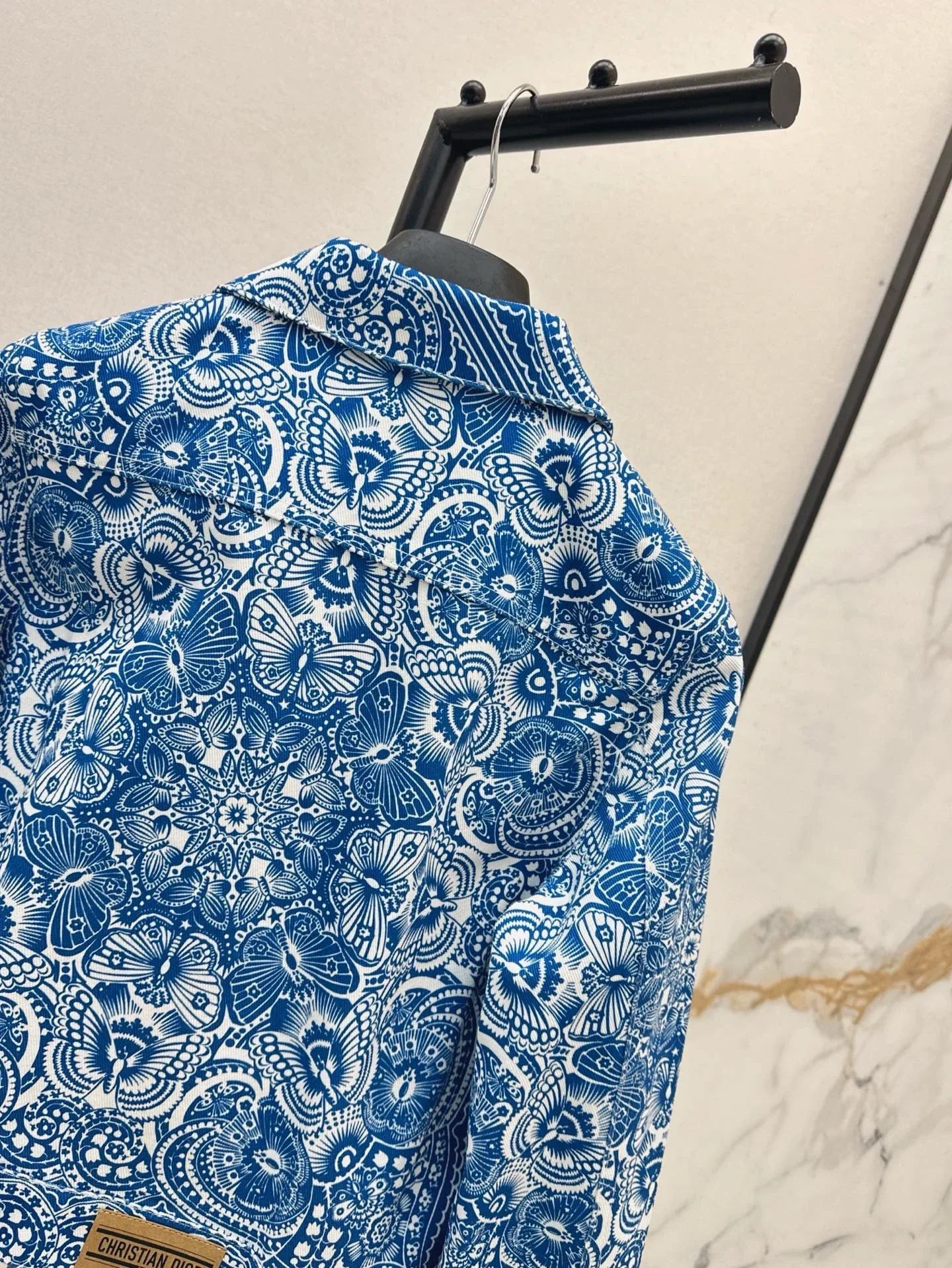 D 25 Spring/Summer New Celadon Butterfly Print Denim Collection Jacket