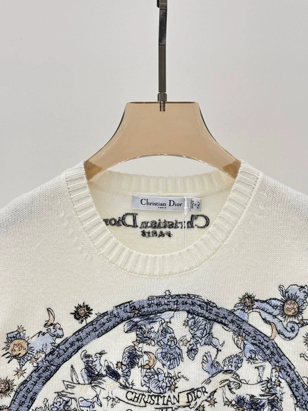 D 25 Spring and Summer New Round Neck Letters Floral Logo Embroidery Knitted Long Sleeves