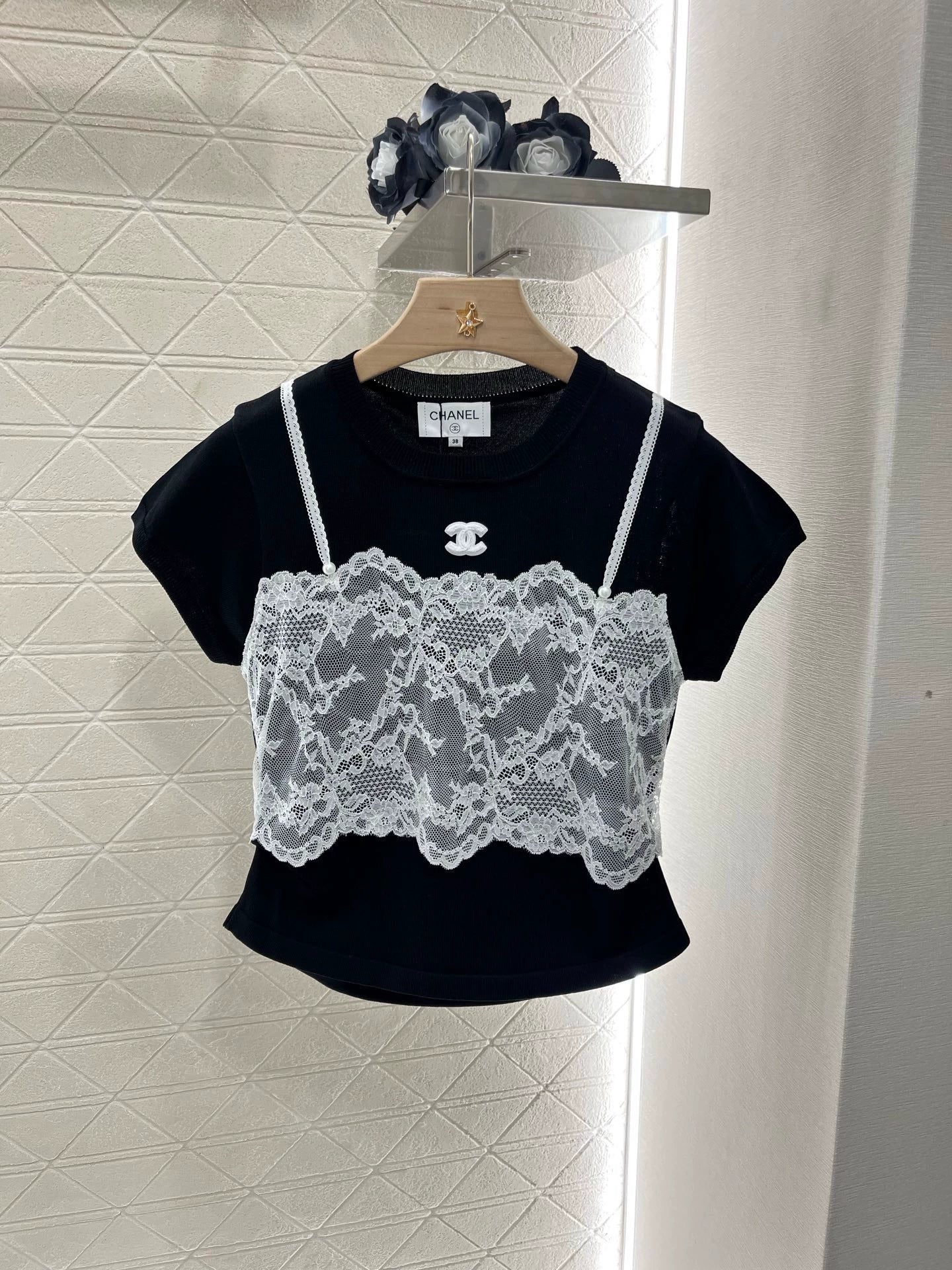 C 25 New Sling False Two Piece Knit Top