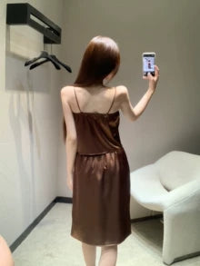 25 Summer new arrival satin camisole skirt suit