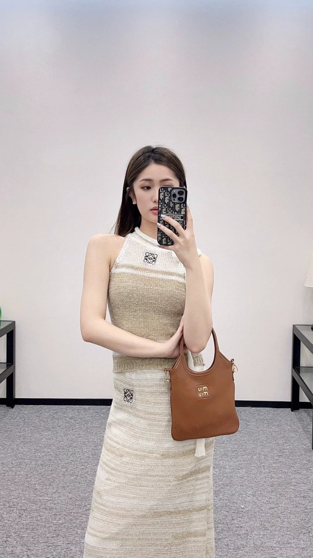 25 Striped Knit Vest and Skirt Set