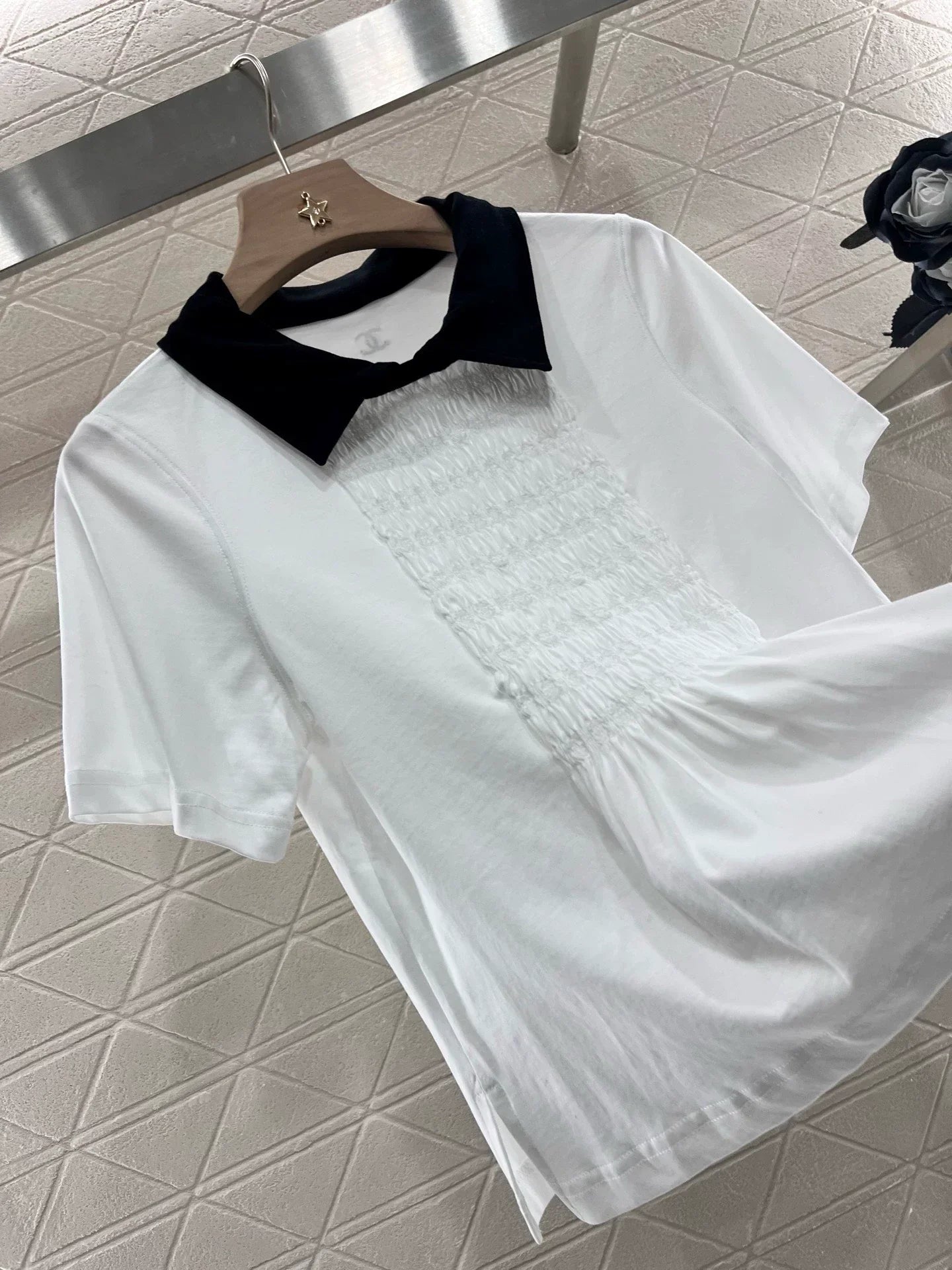 C 25 New Pleated Embroidered Tops