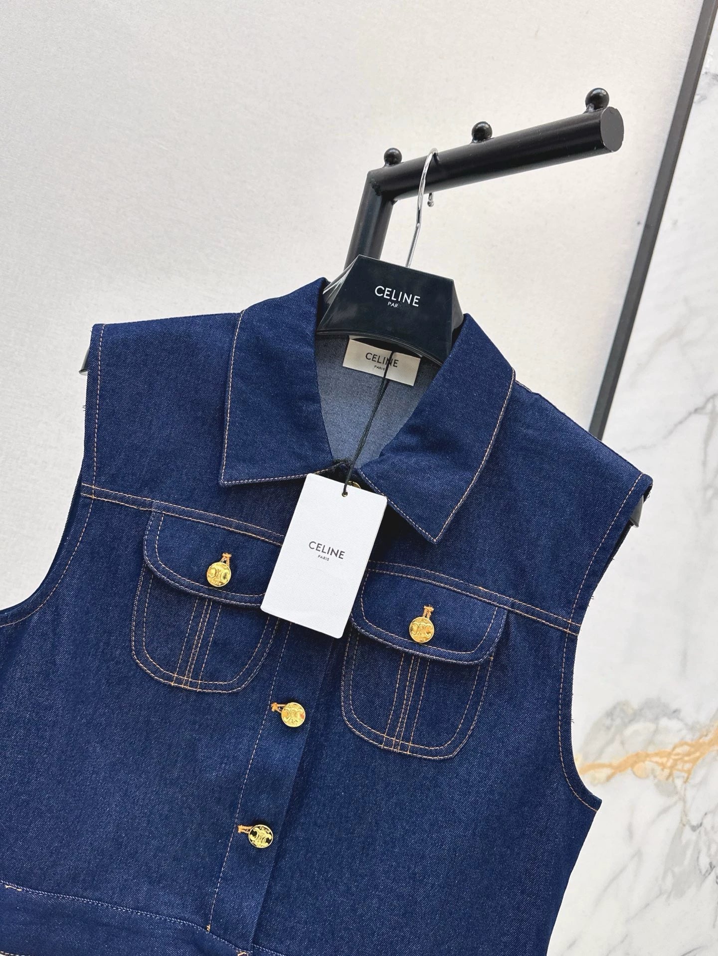 25 Spring/Summer New Double Pocket Denim Vest Jacket