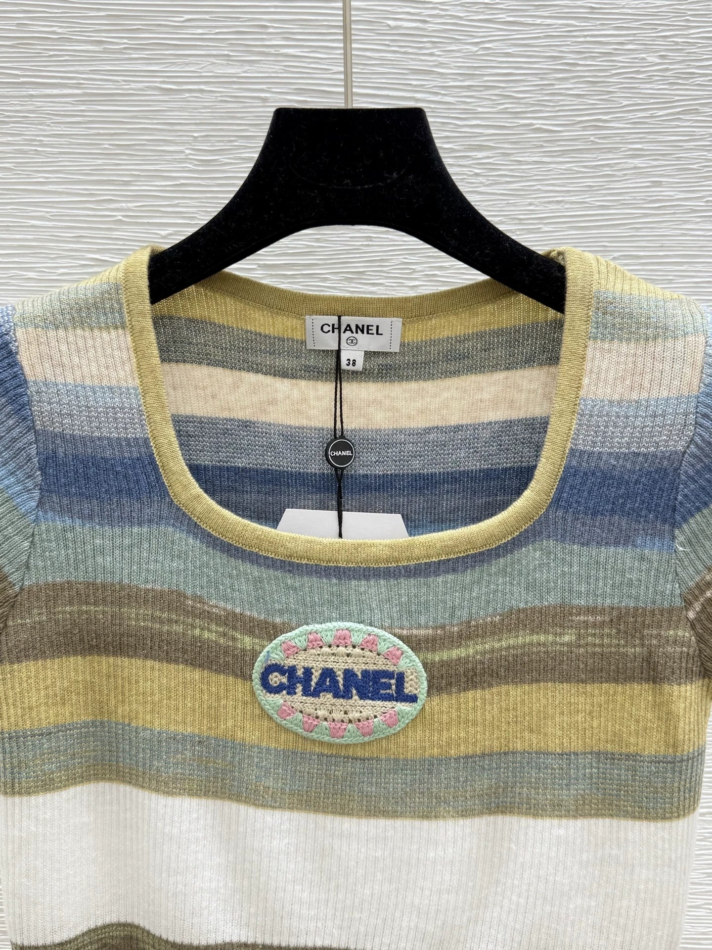 2025 Summer New Color Striped Knitted Short Sleeve Top