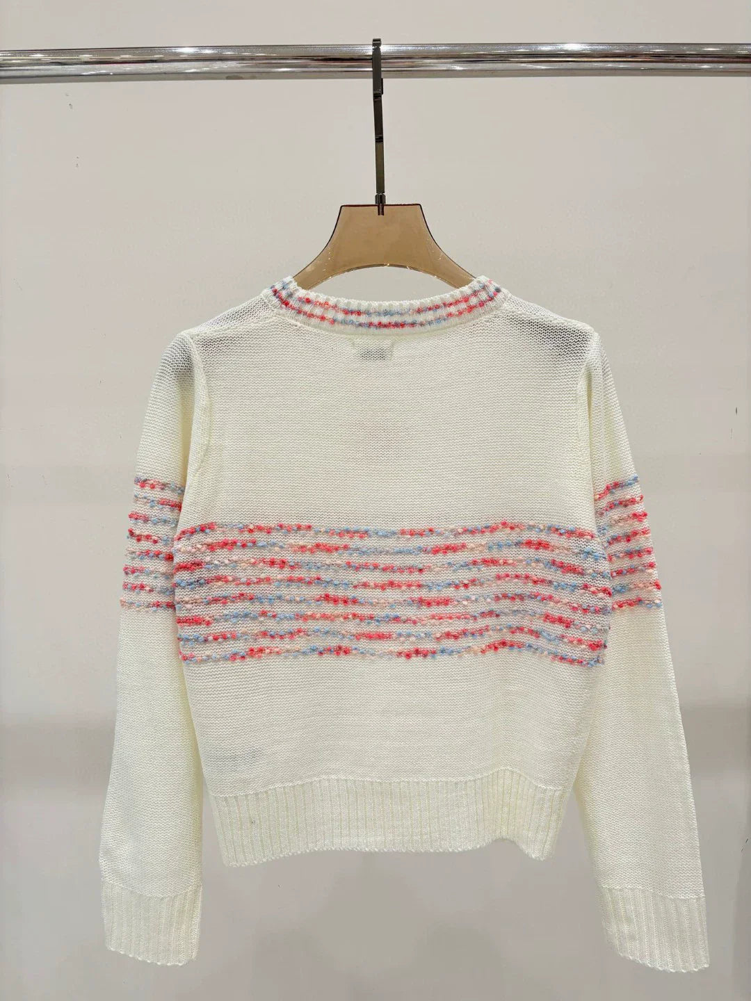 CE 25 Spring and Summer New Round Neck Letter Logo Logo Stripe Mixed Color Knitted Long Sleeve