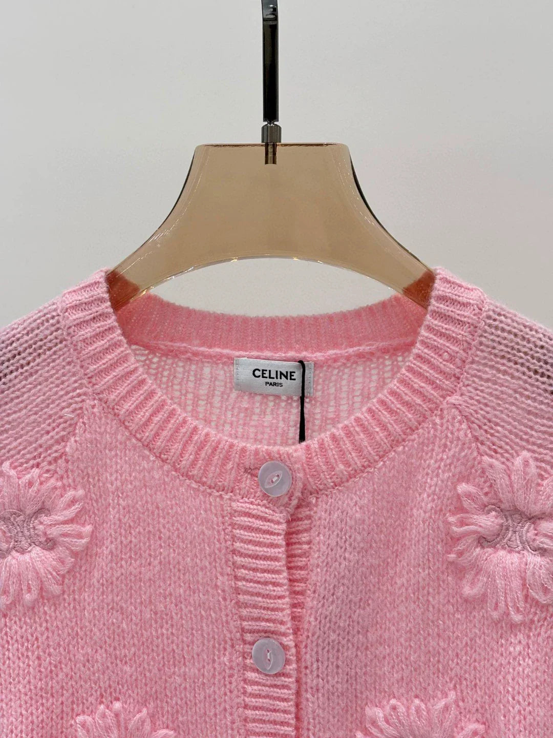 CE 25 Early Autumn New Round Neck Logo Embroidery Flower Three-Dimensional Jacquard Knitted Cardigan