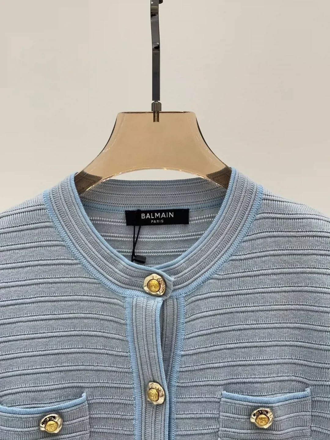 25 Spring and Summer new V-neck irregular metal button simple casual knitted cardigan
