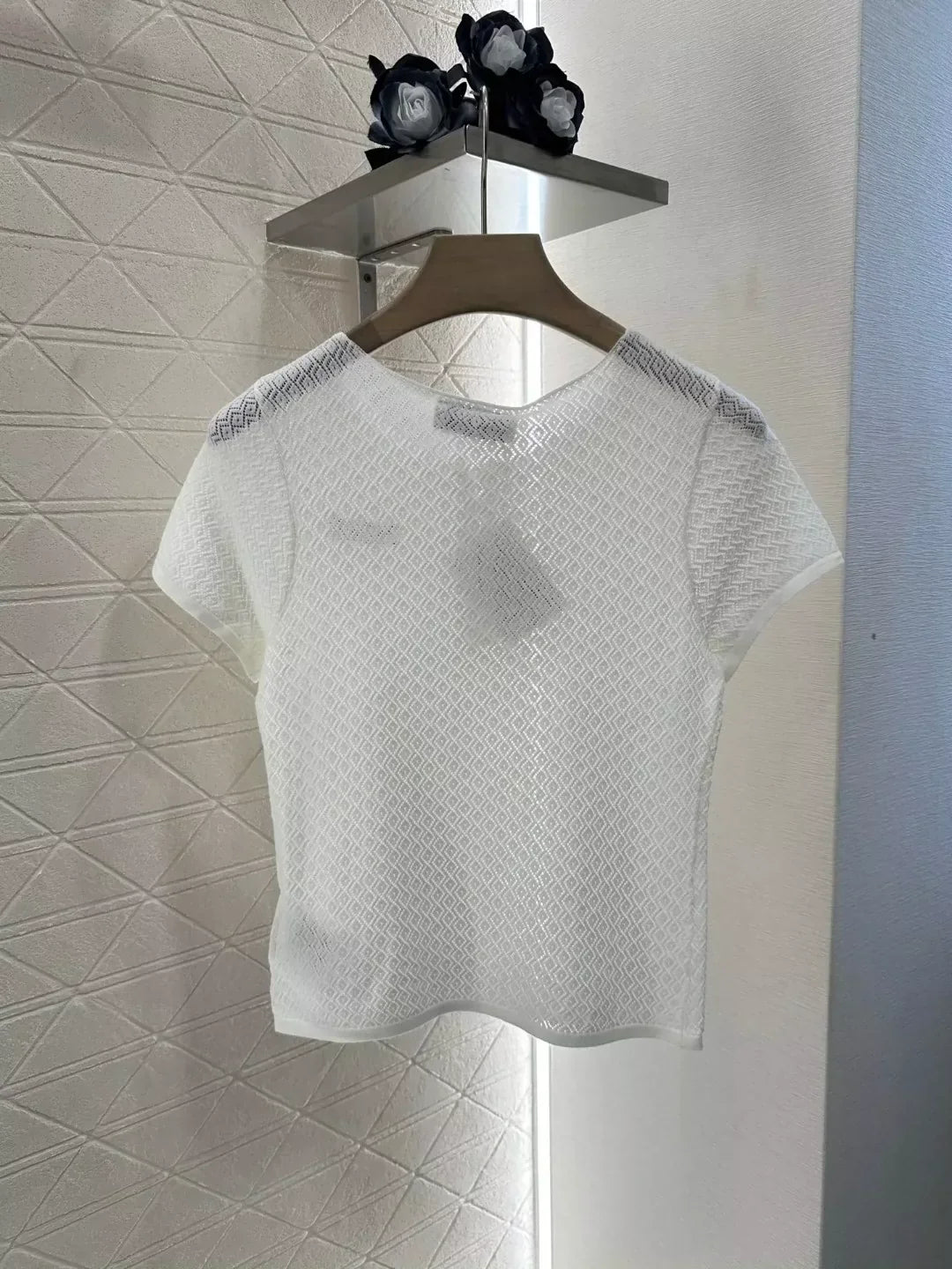 M 25 Summer New Half Placket Button Knit Short Sleeve Top