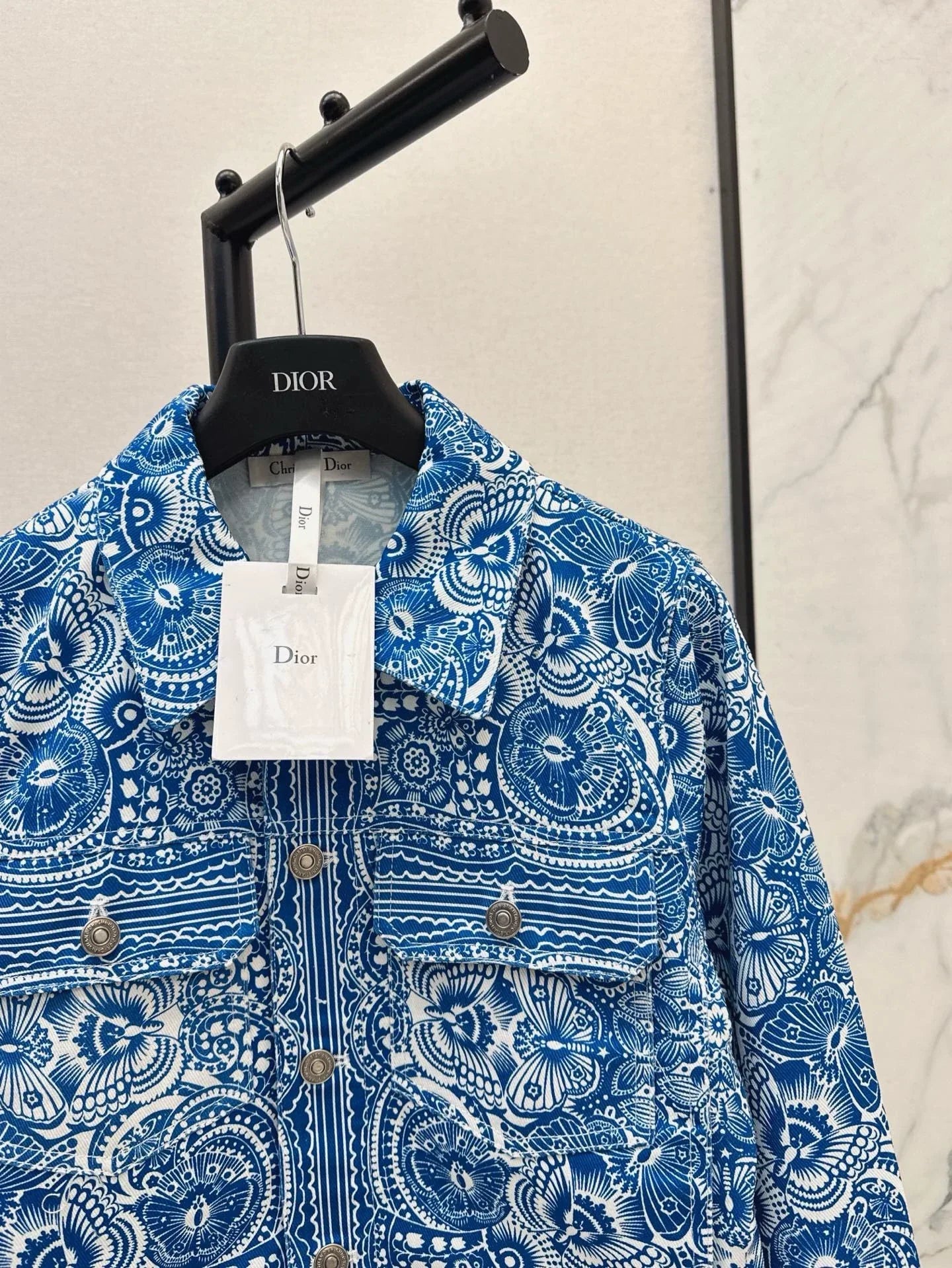 D 25 Spring/Summer New Celadon Butterfly Print Denim Collection Jacket