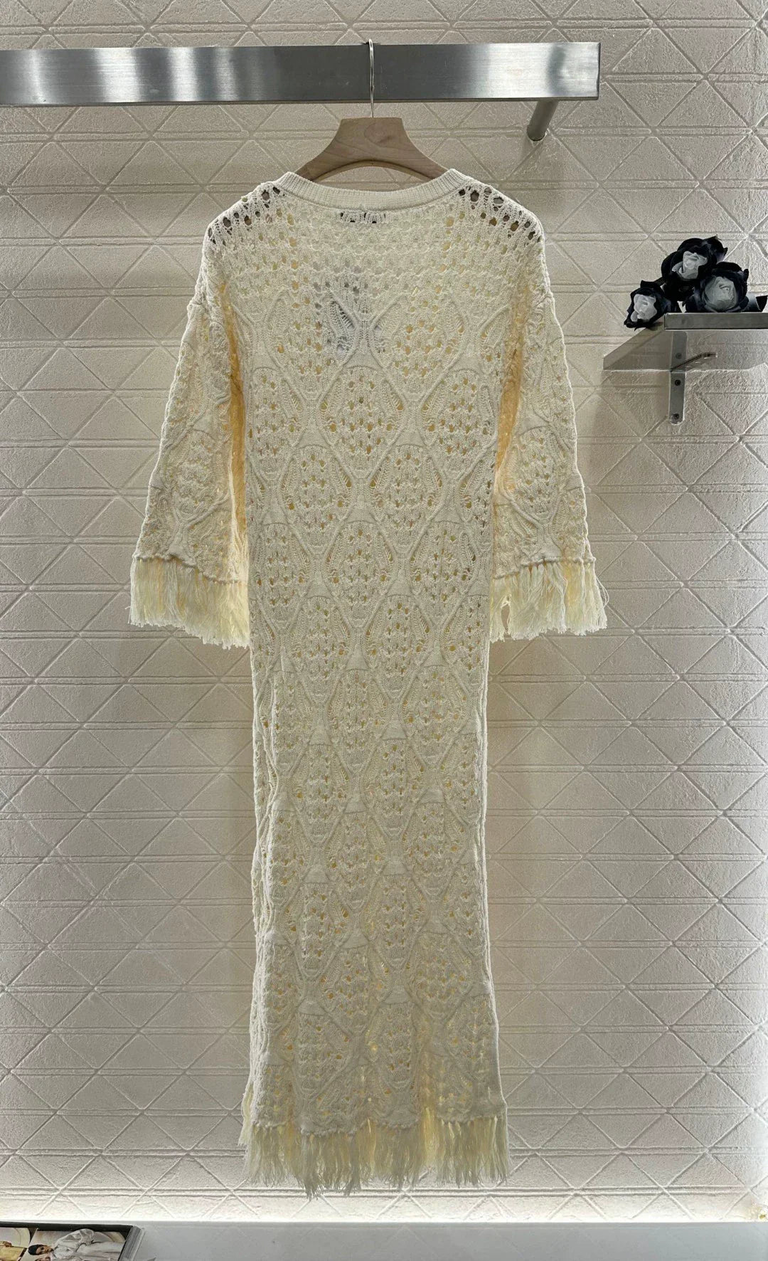 D 25 New Knit Crochet Fringe Dress
