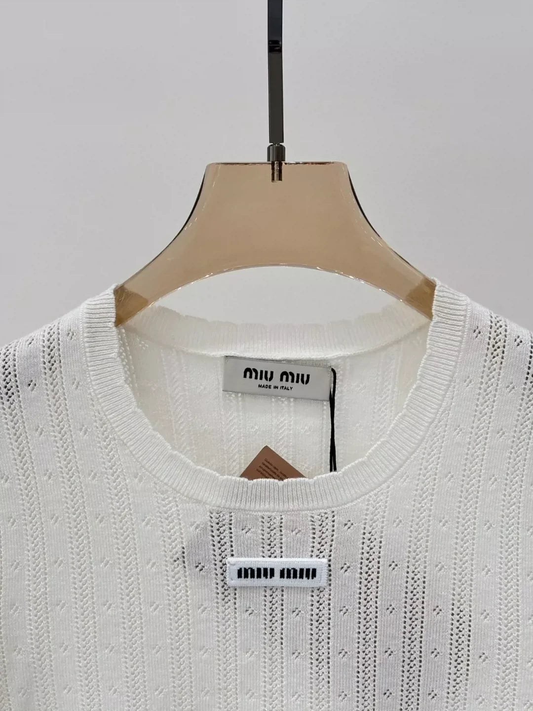 M 25 Summer new round neck letter logo hollow casual knitted long sleeves