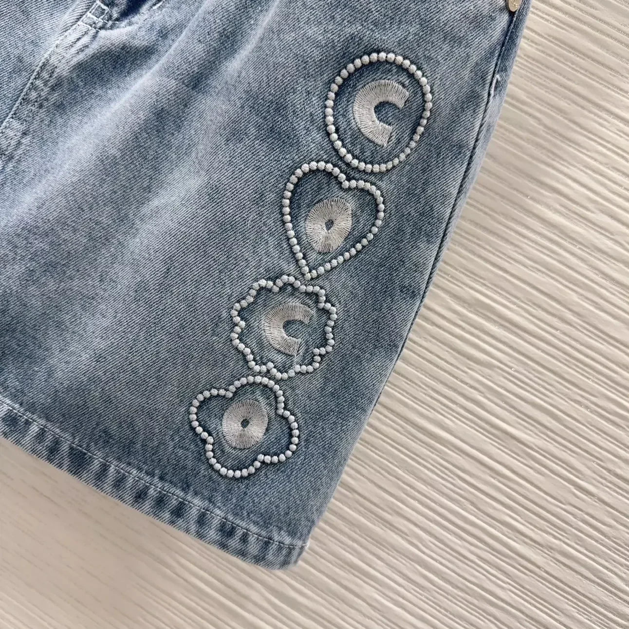 C 25 New Embroidered Denim Skirt