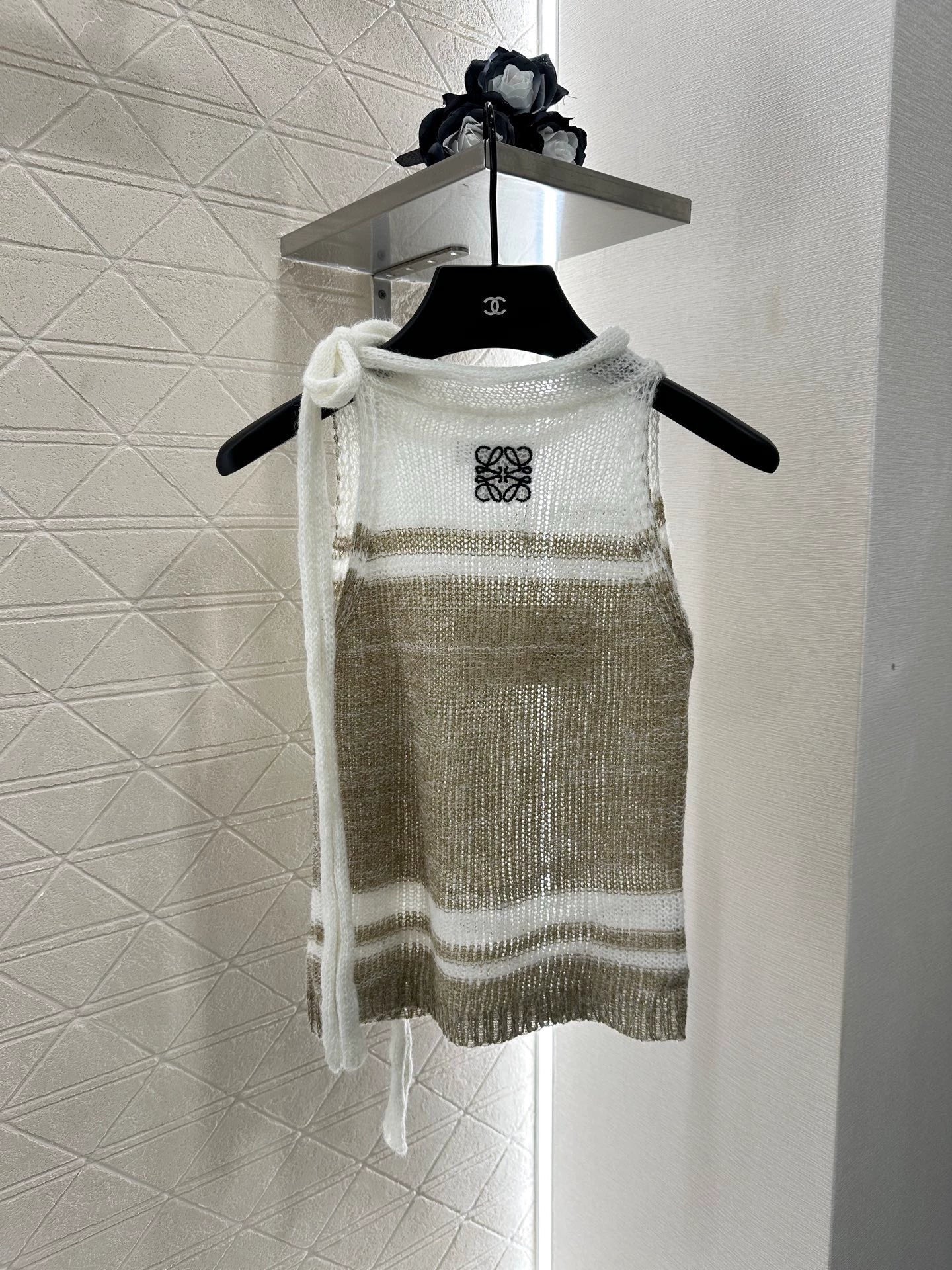 25 Striped Knit Vest and Skirt Set