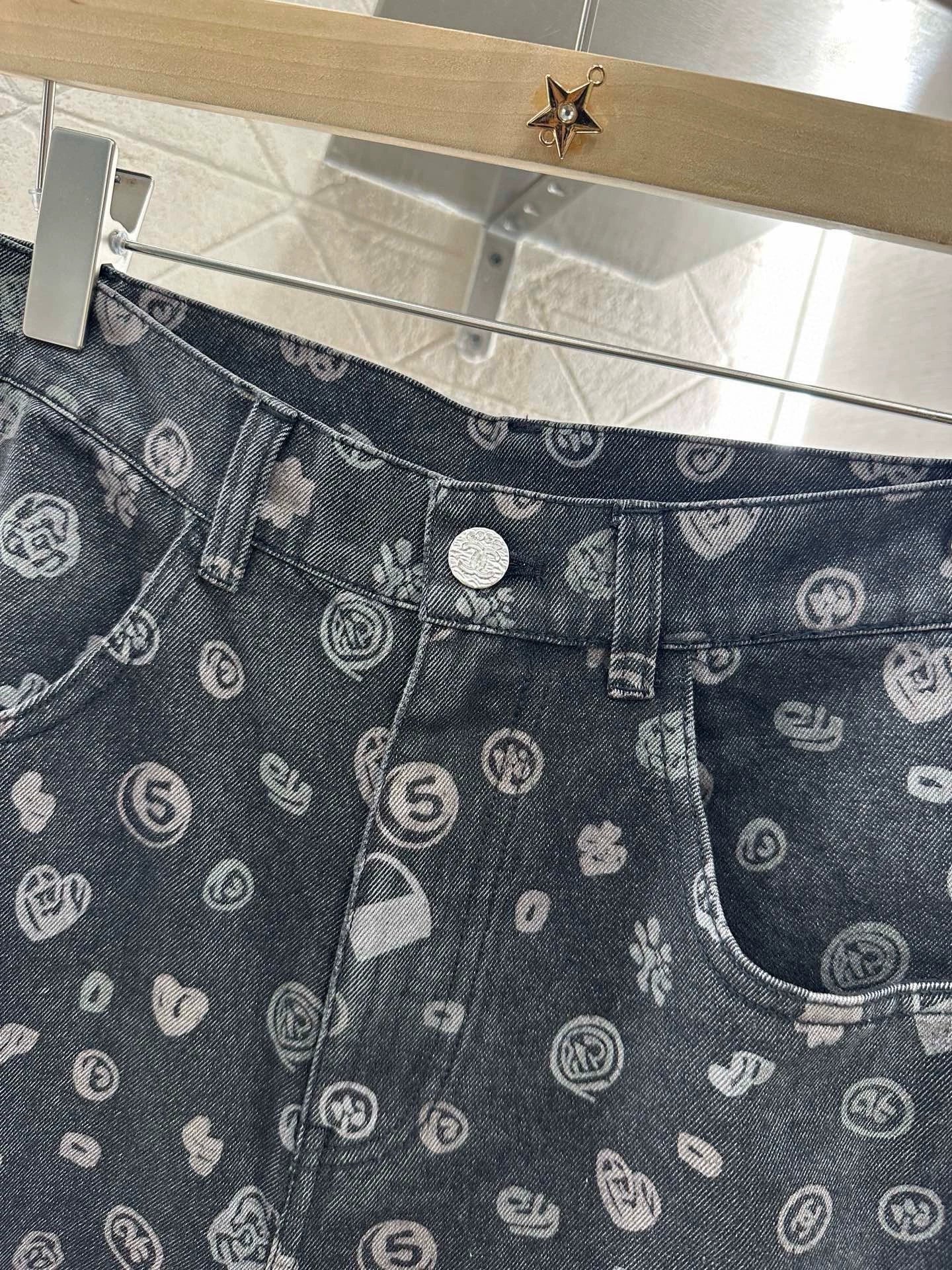 C 25 Laser printed denim trousers