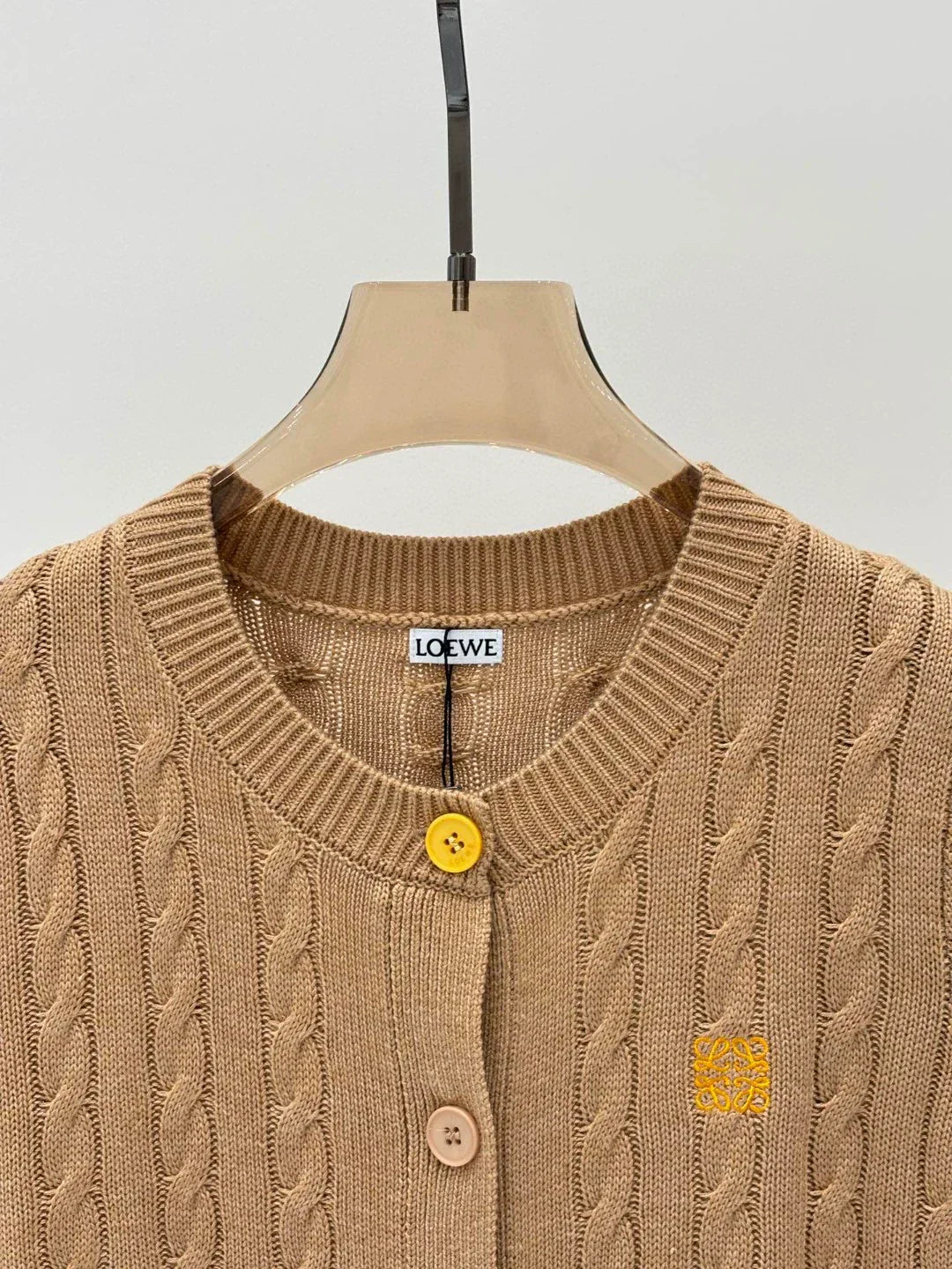 LO 25 Spring and Summer New Round Neck Letter Logo Embroidered Button Knitted Cardigan