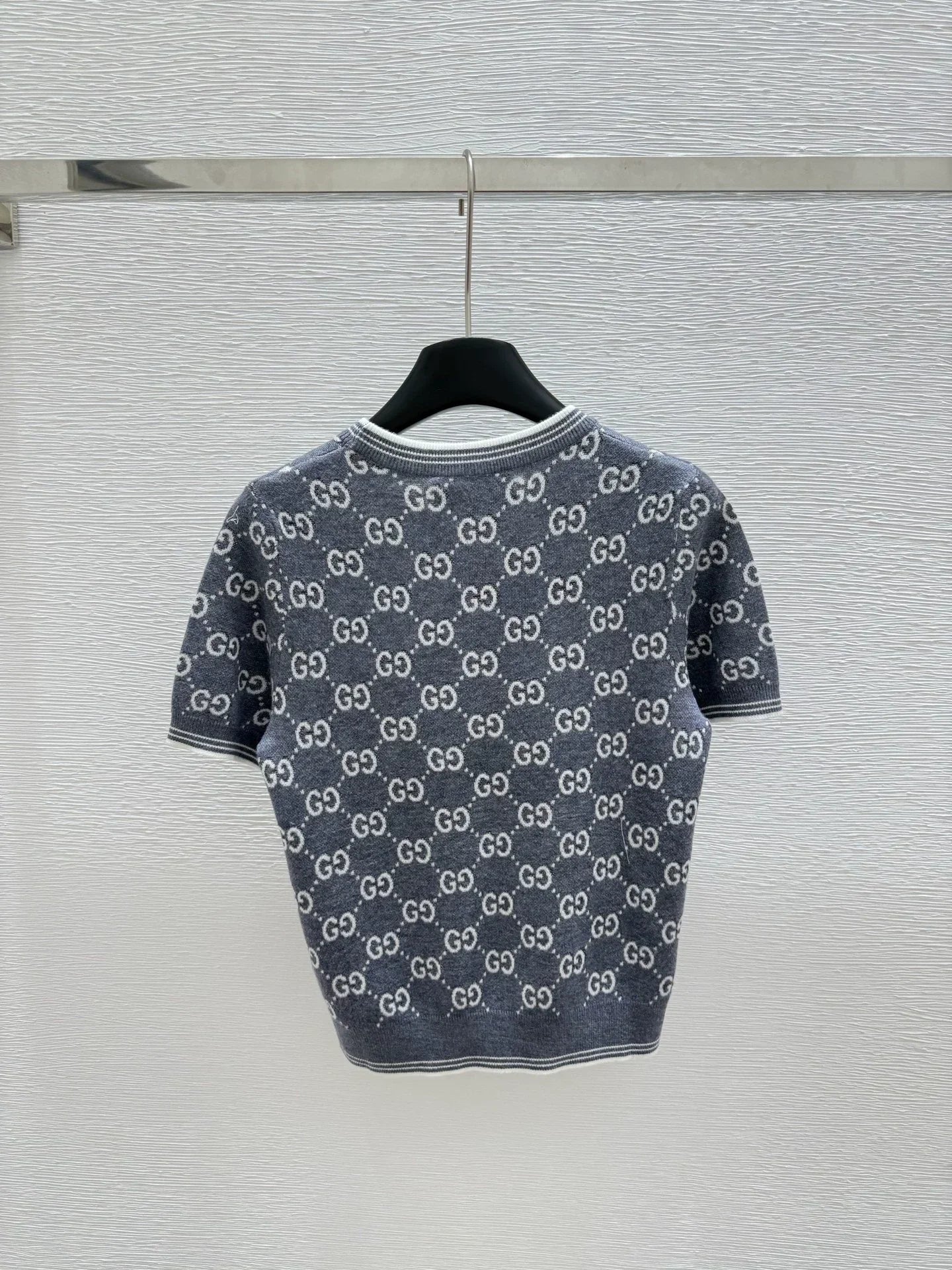 G 25 new color clashing letters round neck short sleeve knitting