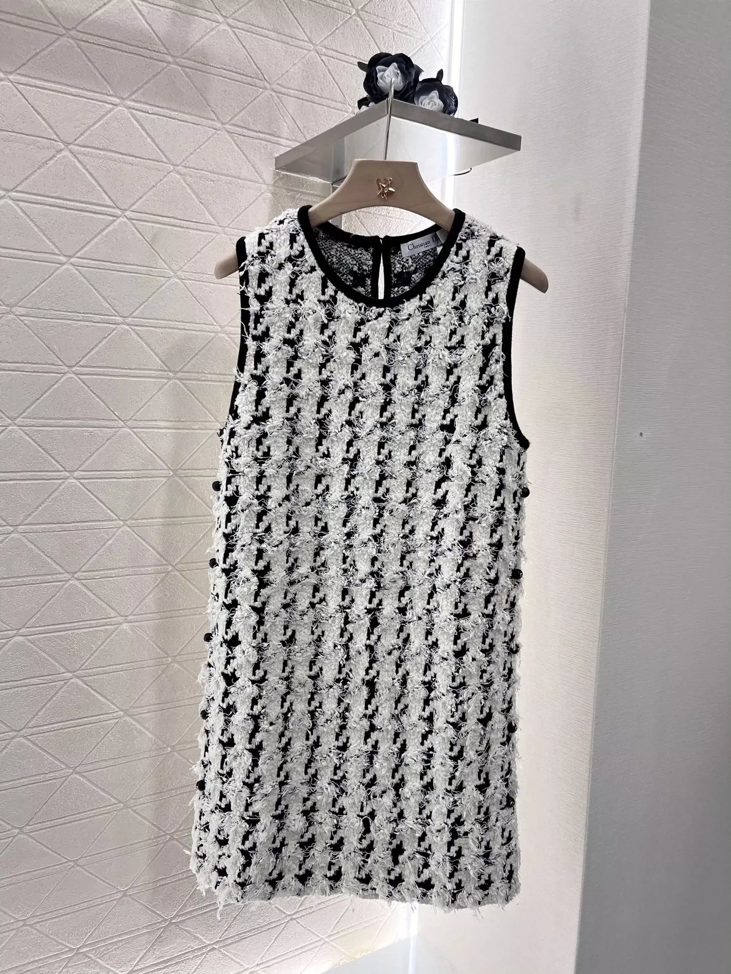 2025 New Arrivals Houndstooth Knitted Vest Dress