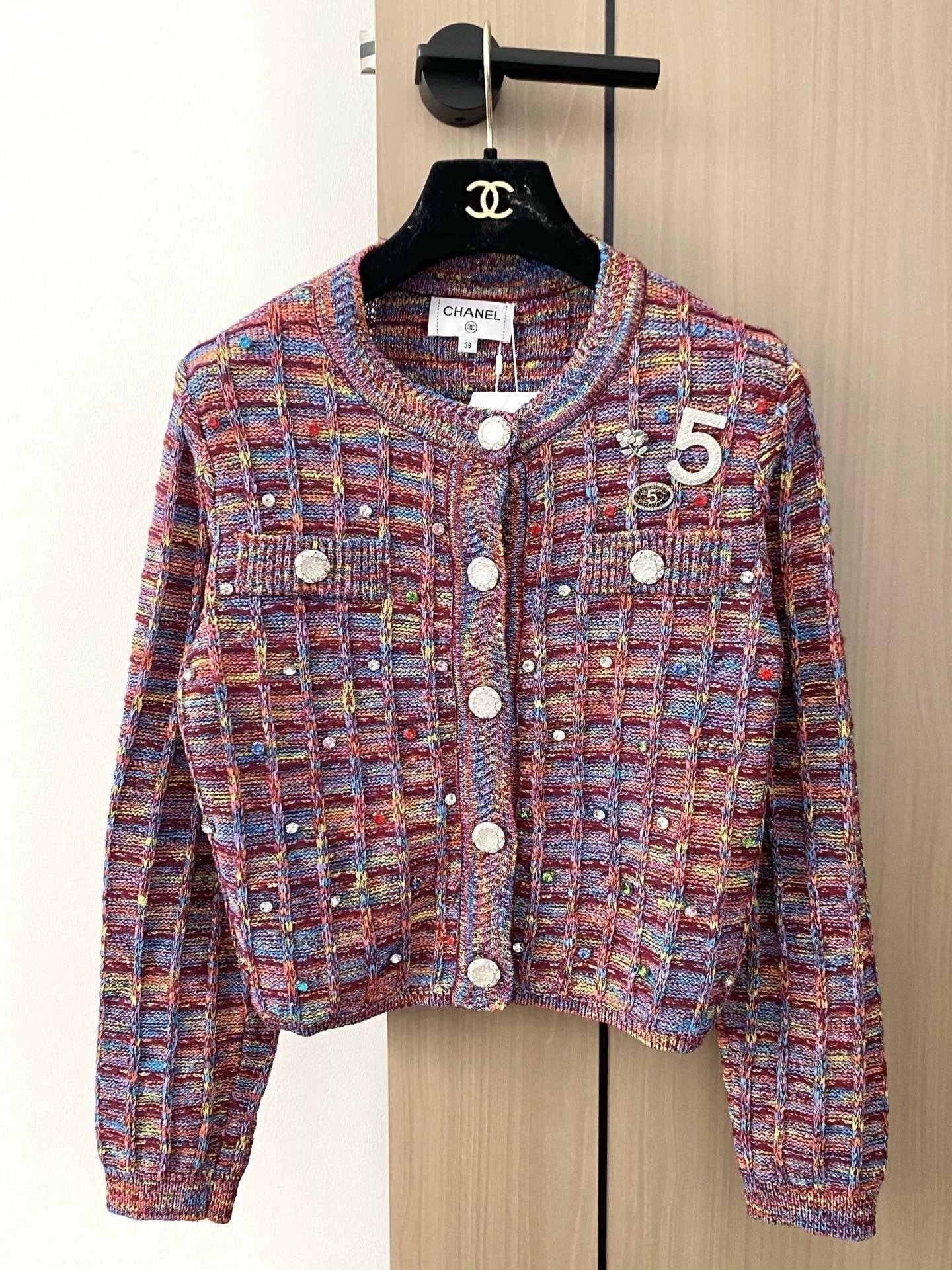 C New 25th Plaid Single-Breasted Round Neck Long-Sleeved Knit Cardigan(white/black/red)