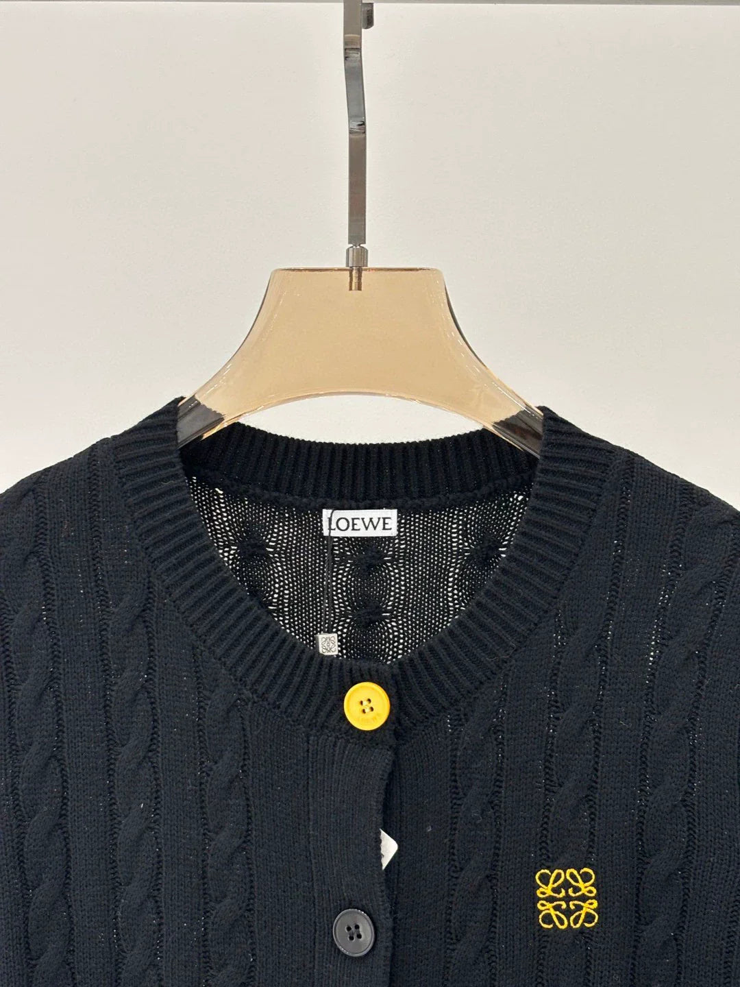 LO 25 Spring and Summer New Round Neck Letter Logo Embroidered Button Knitted Cardigan