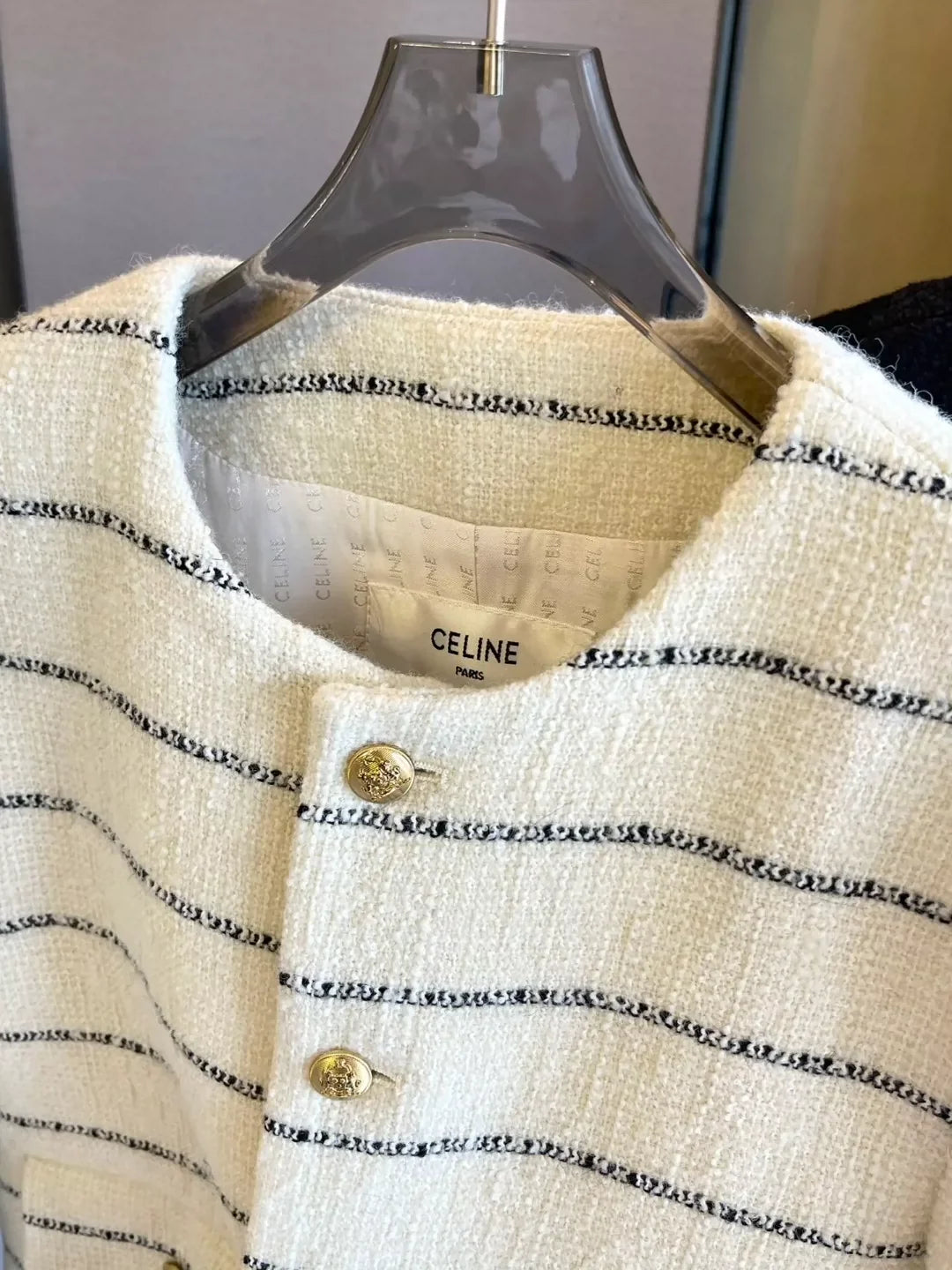 25 Spring new striped tweed wool jacket