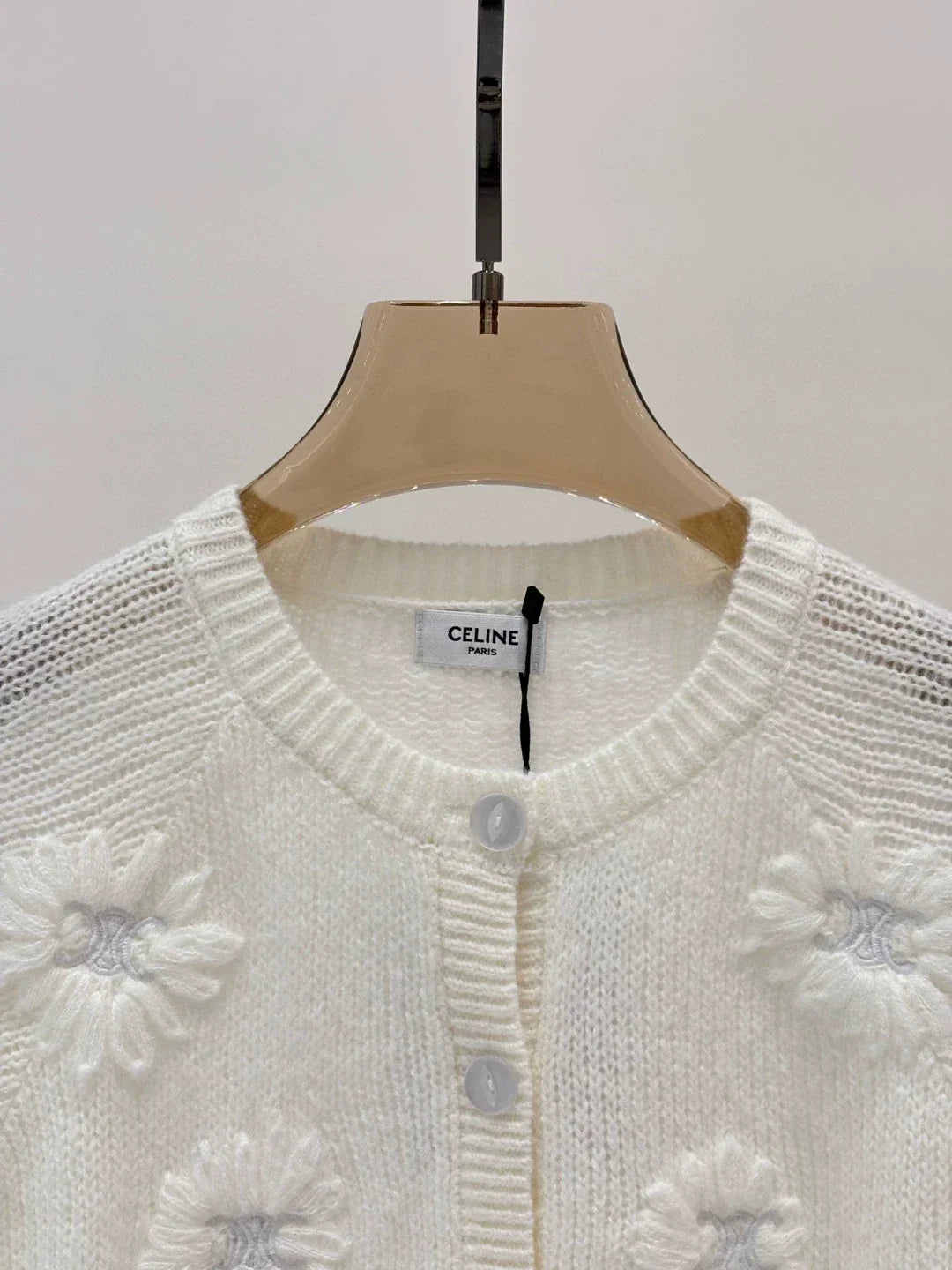 CE 25 Early Autumn New Round Neck Logo Embroidery Flower Three-Dimensional Jacquard Knitted Cardigan