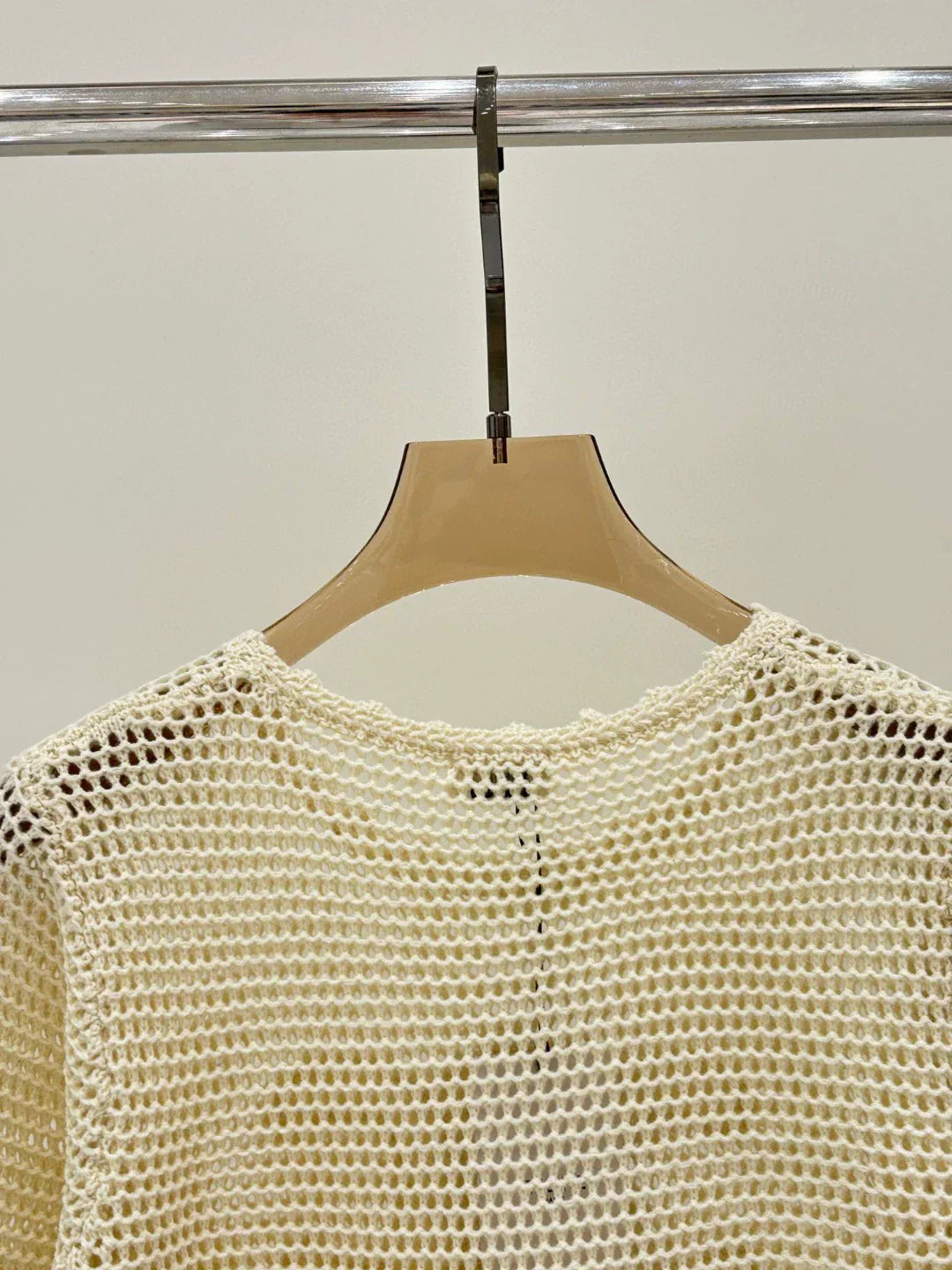 CE 25 Spring and Summer new round neck letter logo jacquard hollow knitted long sleeves