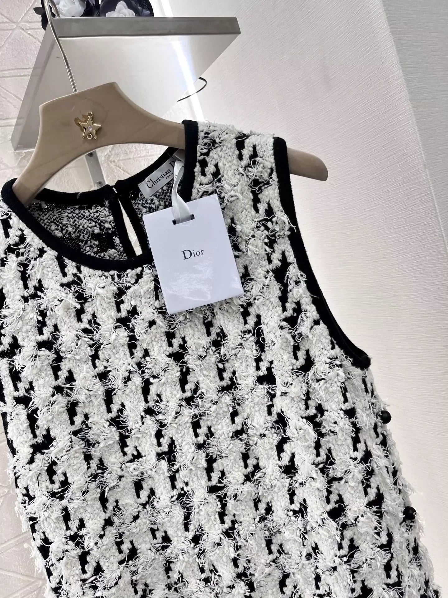 2025 New Arrivals Houndstooth Knitted Vest Dress