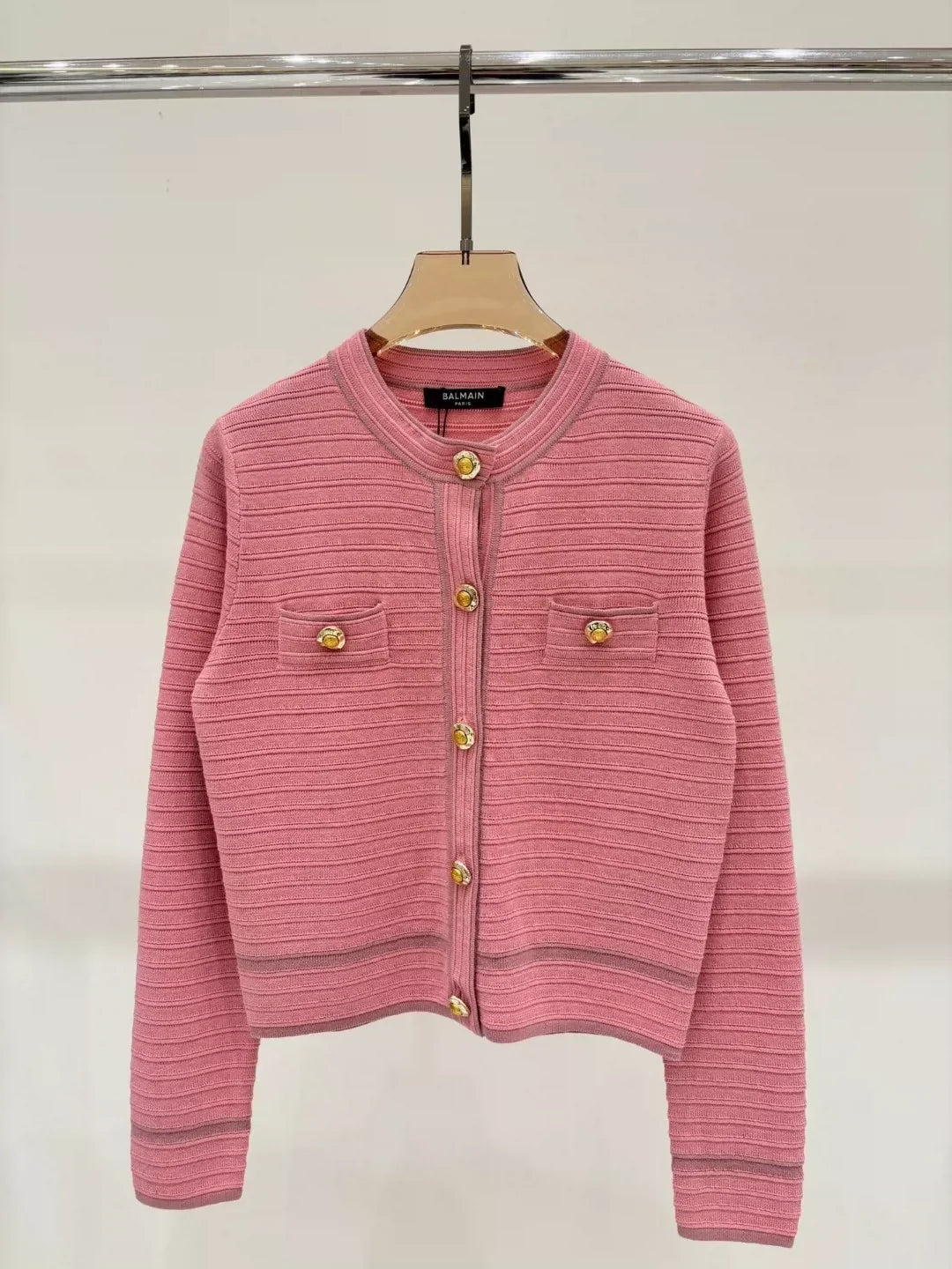 25 Spring and Summer new V-neck irregular metal button simple casual knitted cardigan