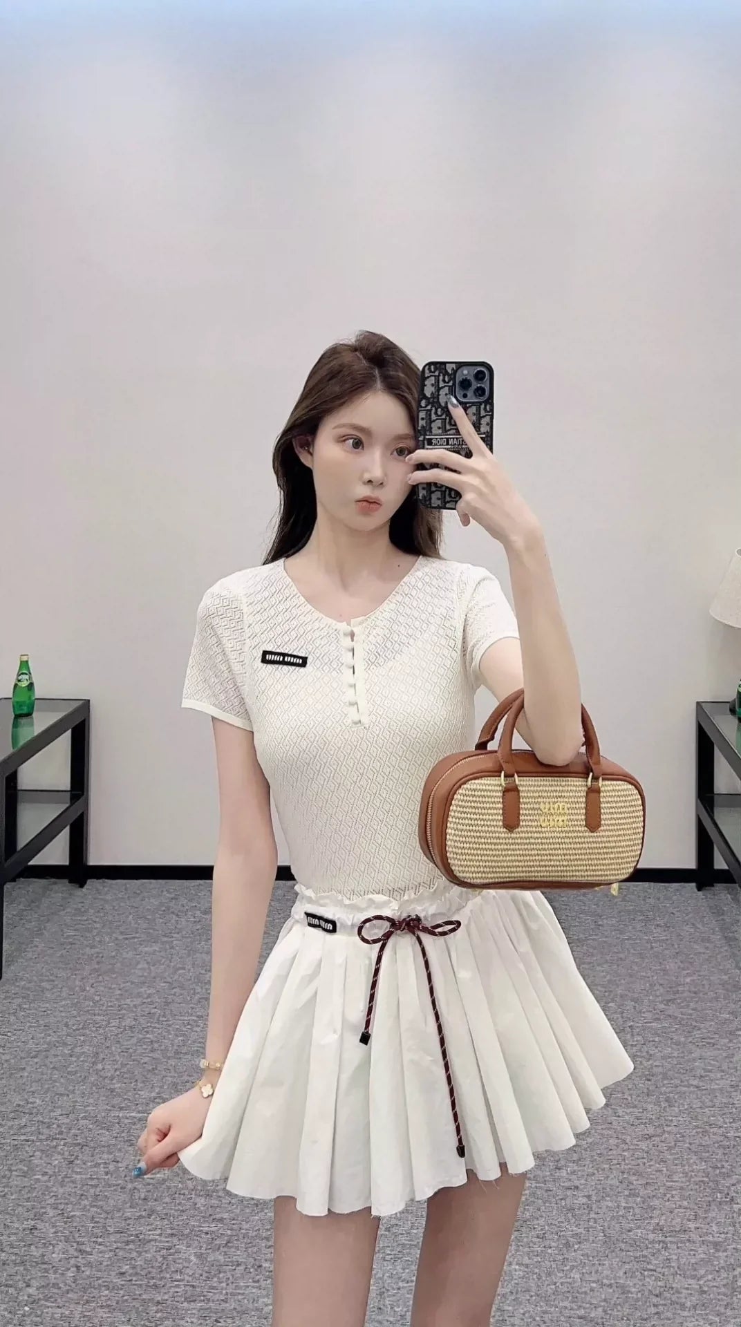 M 25 Summer New Half Placket Button Knit Short Sleeve Top