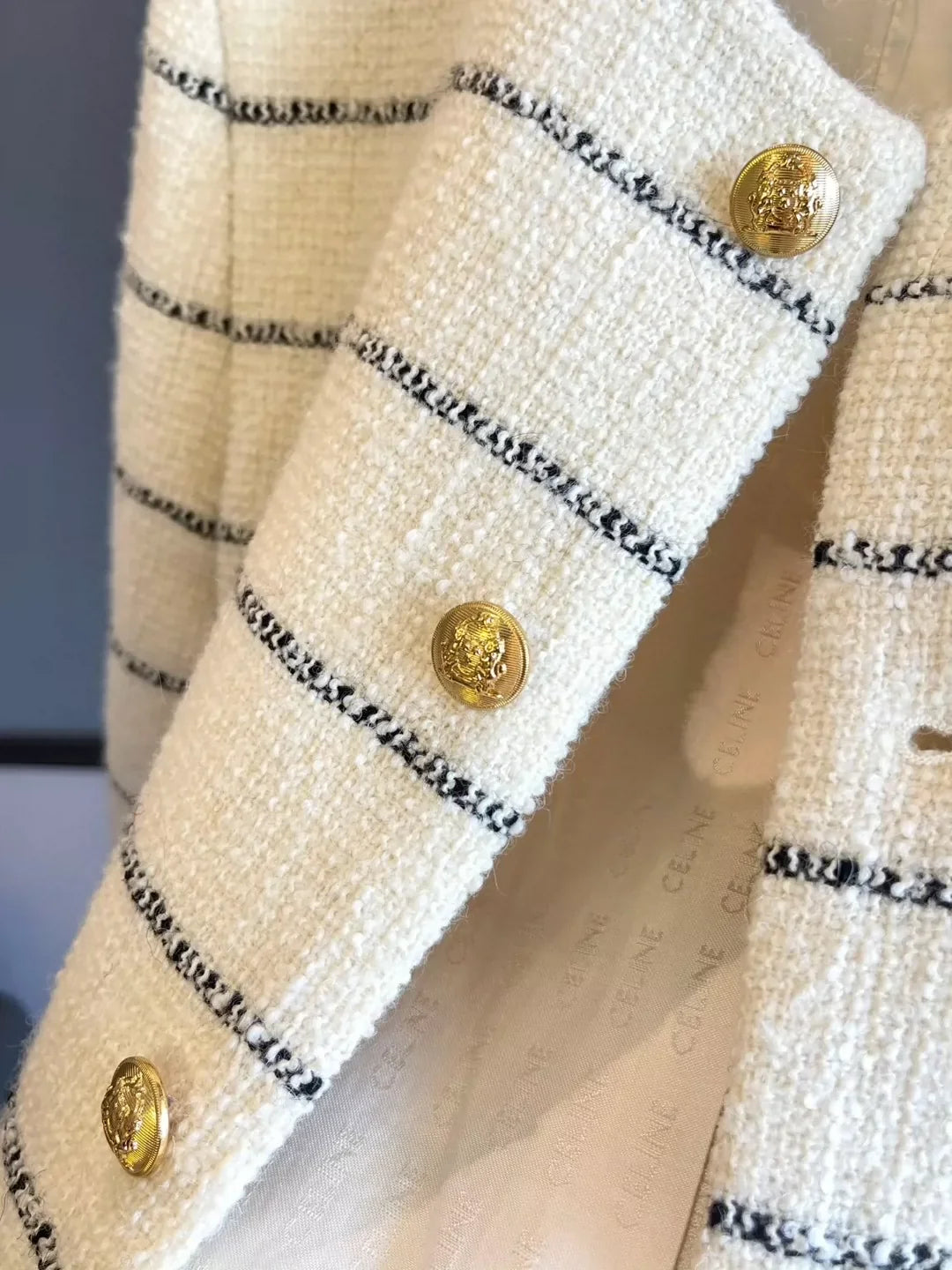 25 Spring new striped tweed wool jacket