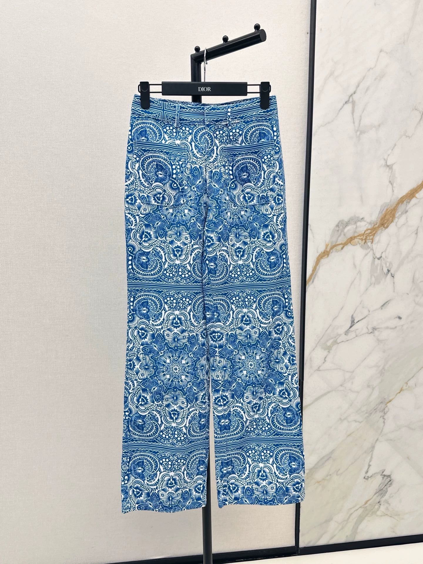 D 25 New Celadon Butterfly Print Denim Collection Long Pants